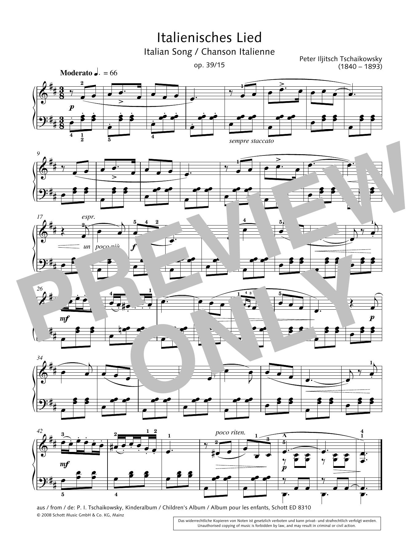 Hans-Gunter Heumann Italian Song sheet music notes and chords arranged for Piano Solo