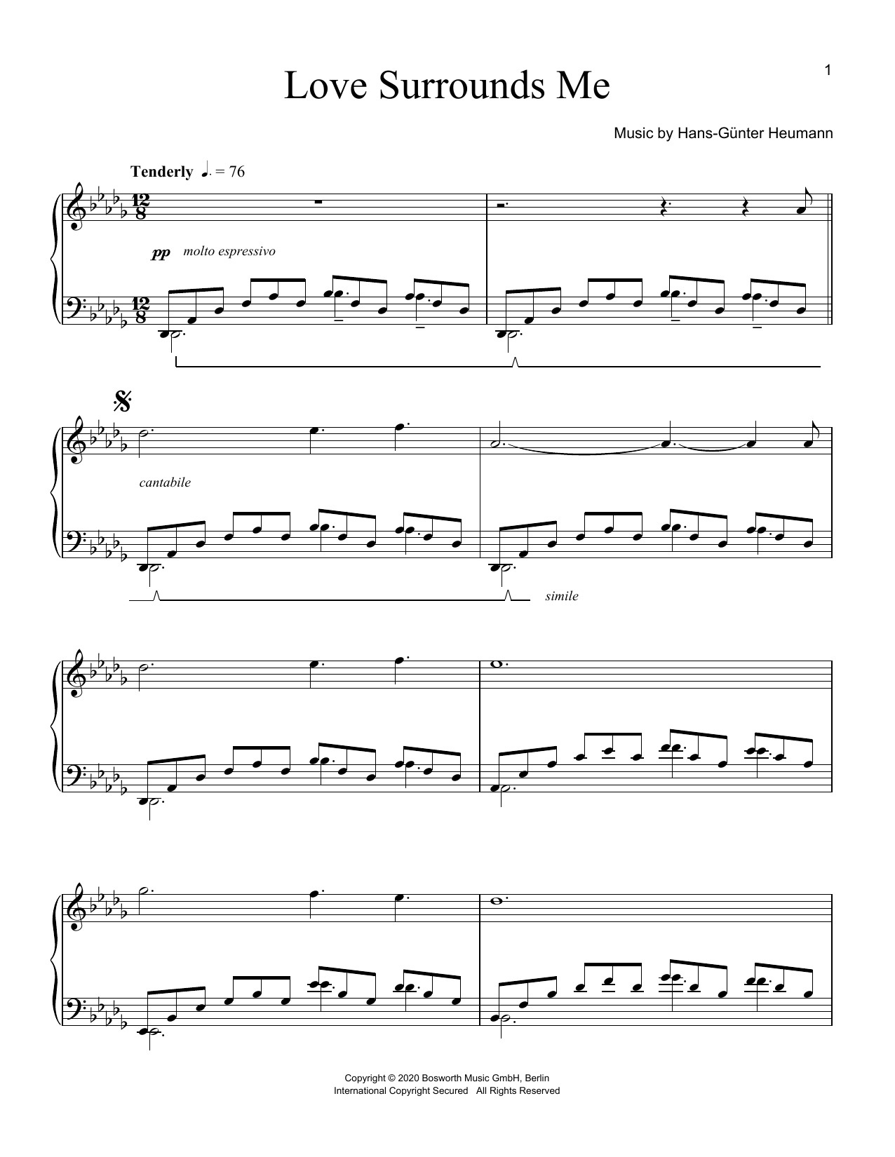 Hans-Günter Heumann Love Surrounds Me sheet music notes and chords arranged for Piano Solo