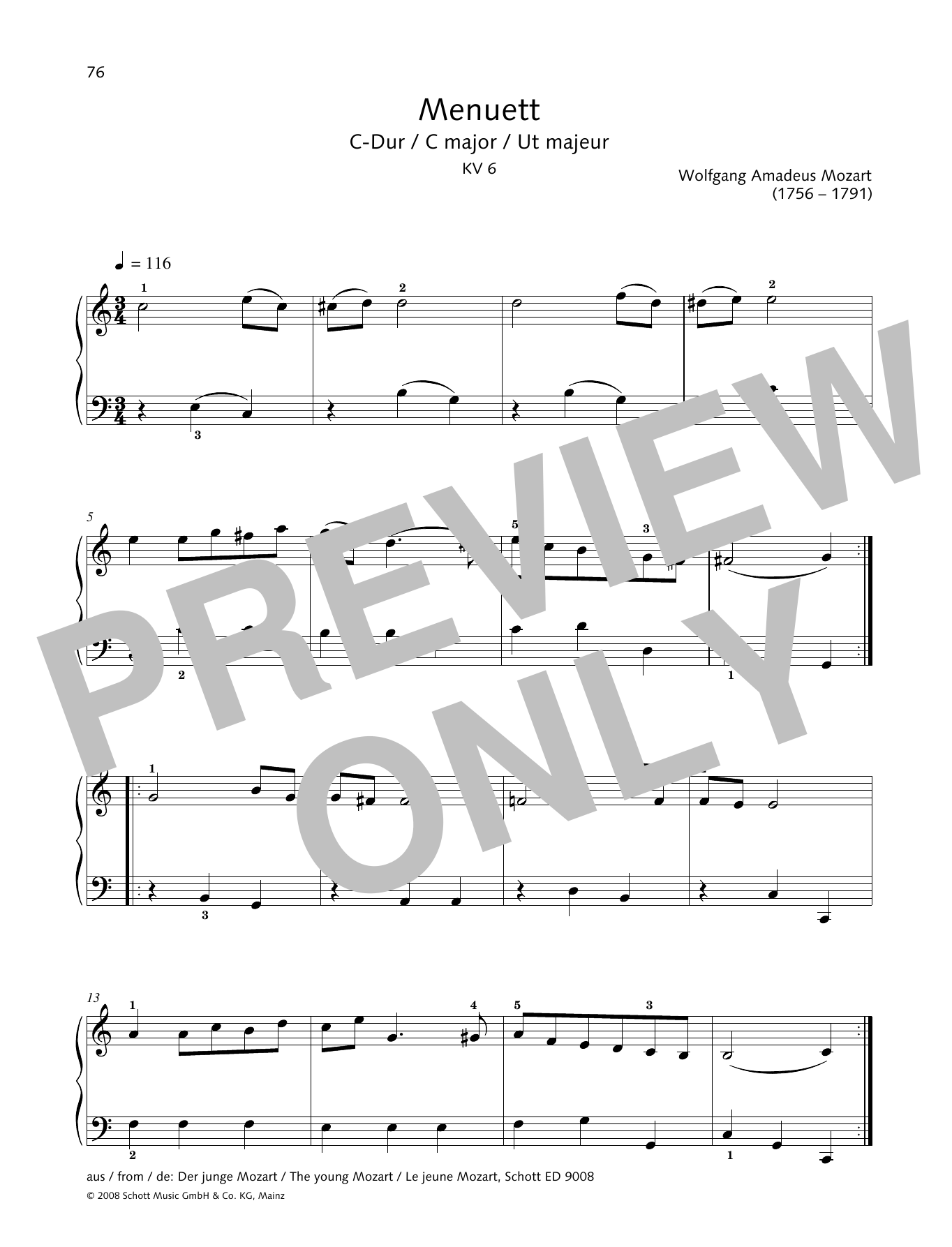 Hans-Gunter Heumann Minuet in C major sheet music notes and chords arranged for Piano Solo