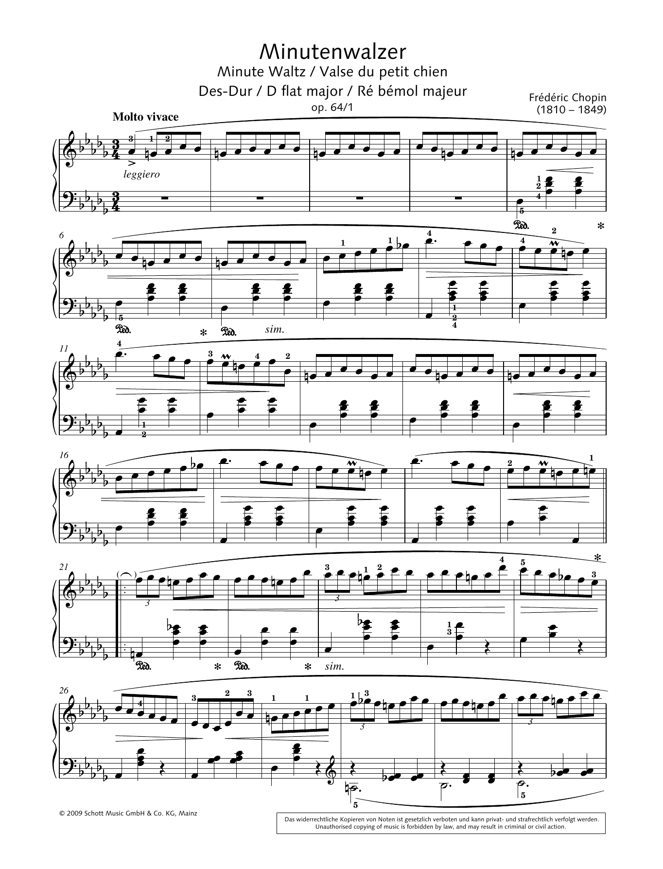 Hans-Gunter Heumann Minute Waltz in D-flat major sheet music notes and chords arranged for Piano Solo