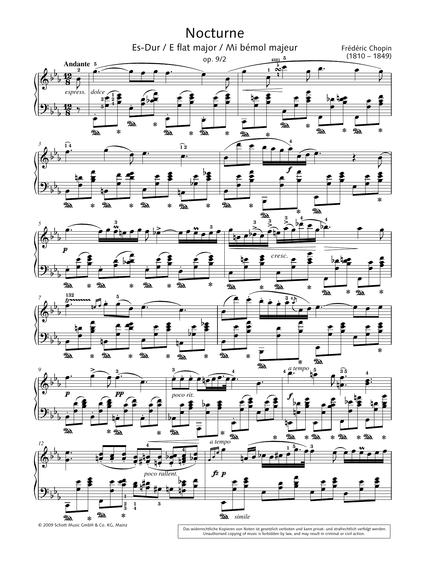 Hans-Gunter Heumann Nocturne in E-flat major sheet music notes and chords arranged for Piano Solo