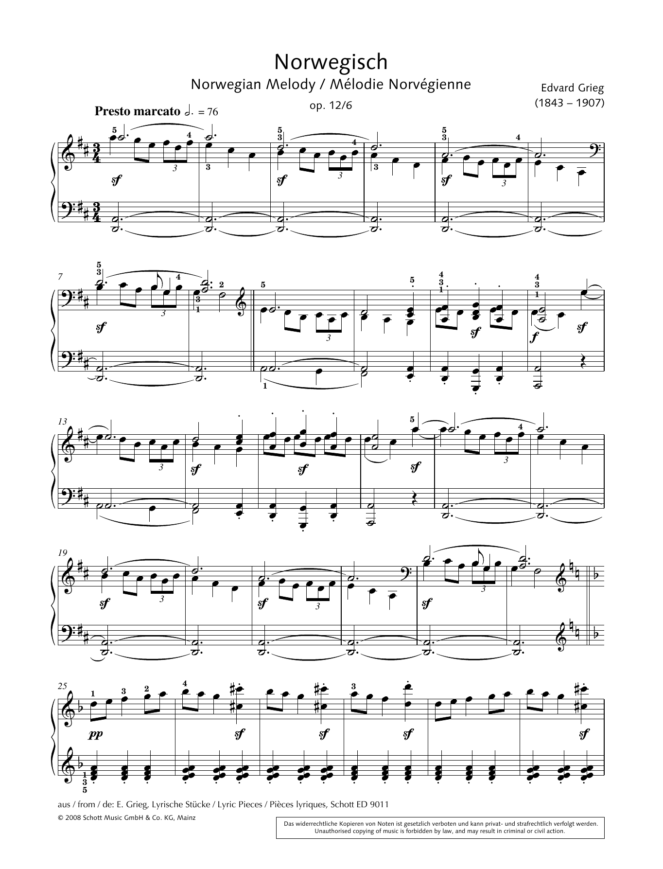 Hans-Gunter Heumann Norwegian Melody sheet music notes and chords arranged for Piano Solo