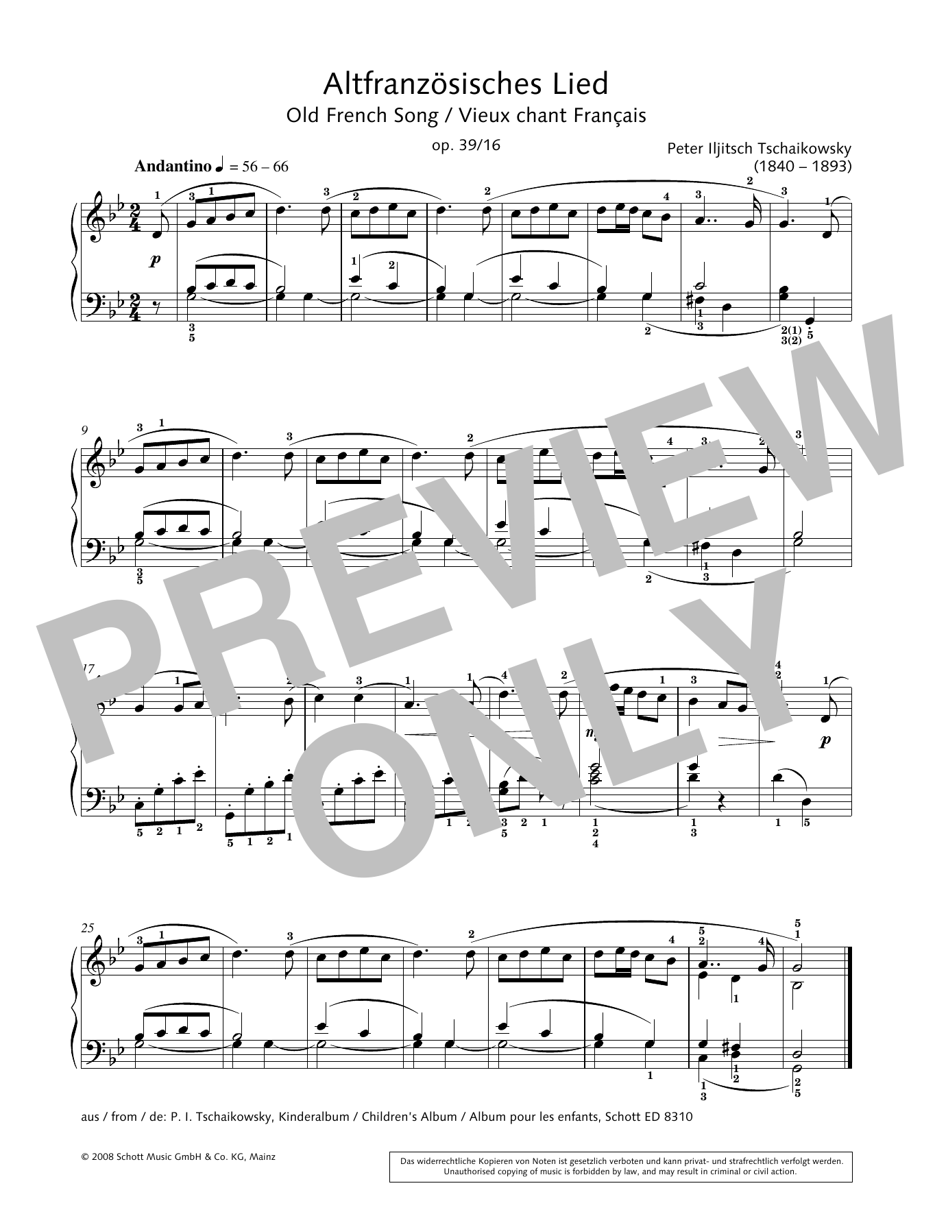 Hans-Gunter Heumann Old French Song sheet music notes and chords arranged for Piano Solo
