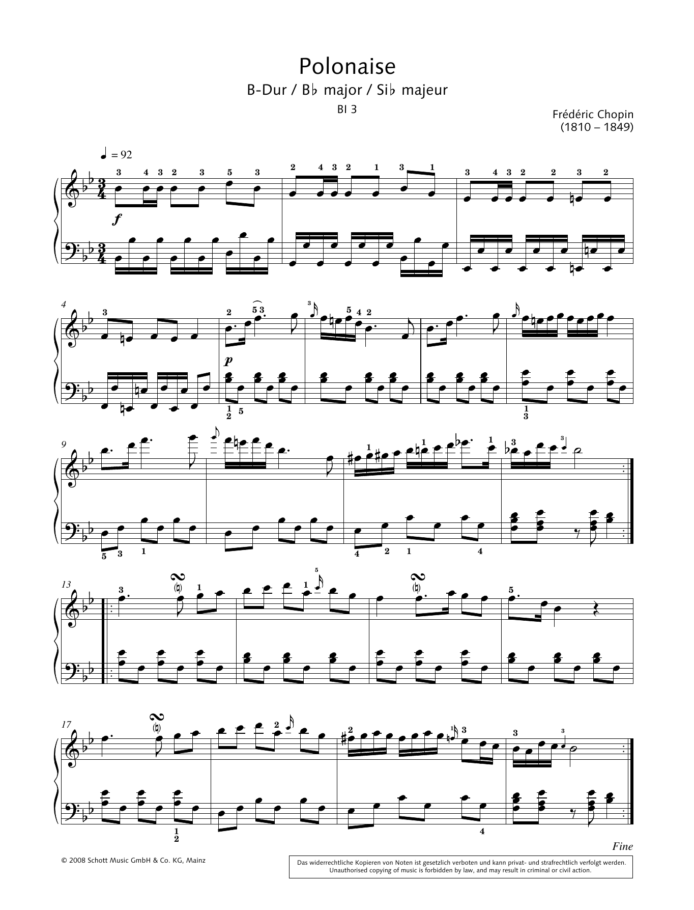 Hans-Gunter Heumann Polonaise in B-flat major sheet music notes and chords arranged for Piano Solo
