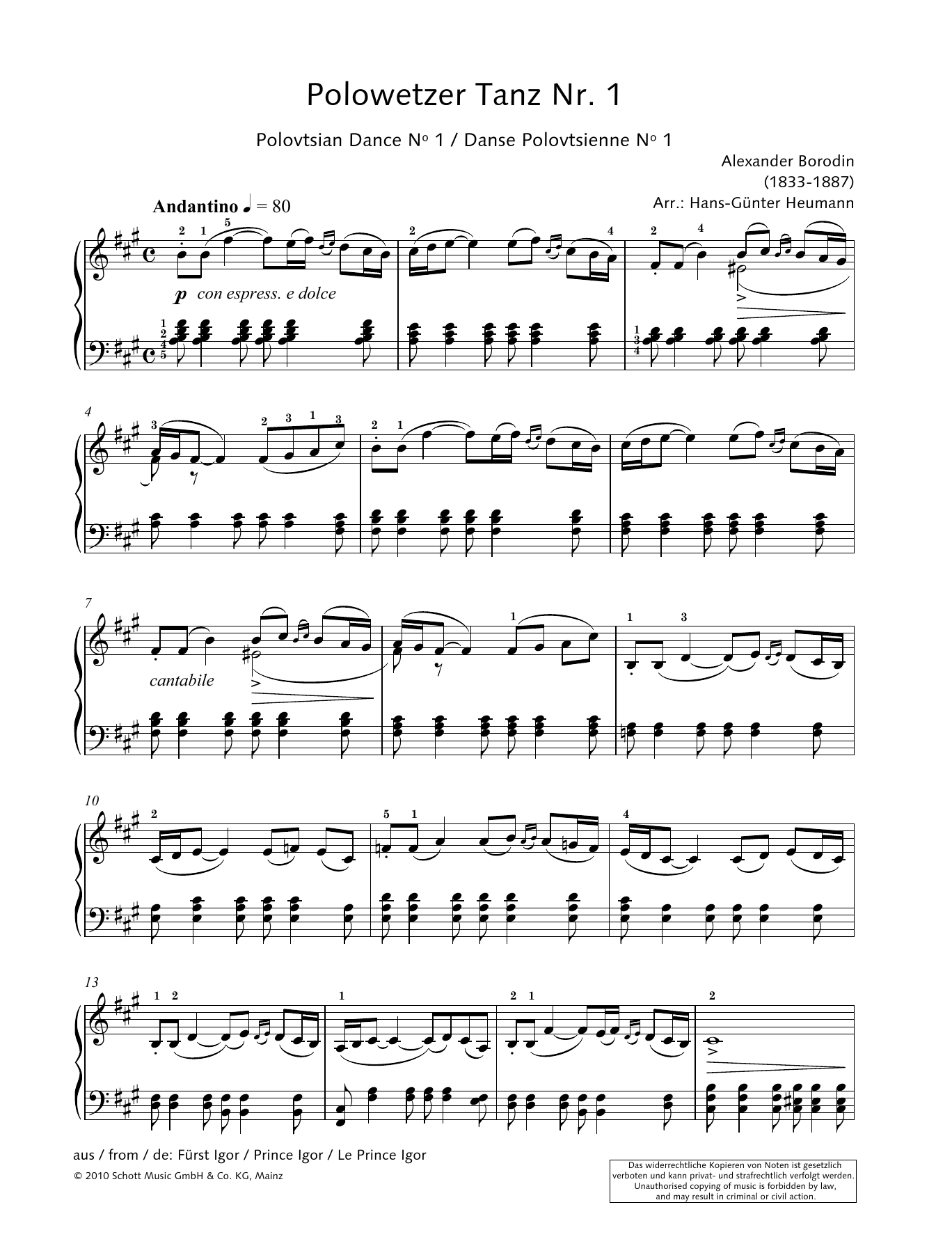 Hans-Gunter Heumann Polovtsian Dance No. 1 sheet music notes and chords arranged for Piano Solo