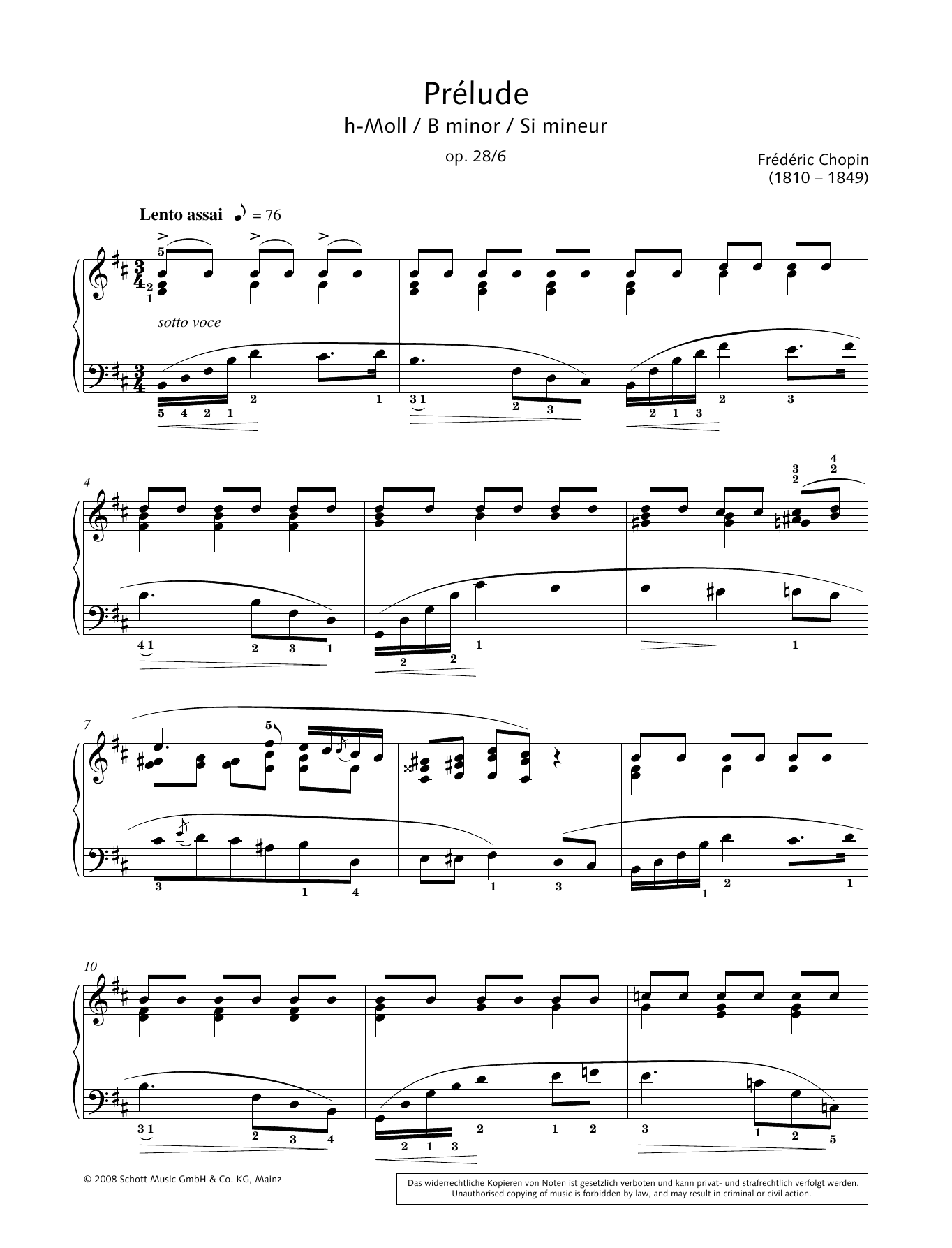 Hans-Gunter Heumann Prelude In B Minor sheet music notes and chords arranged for Piano Solo