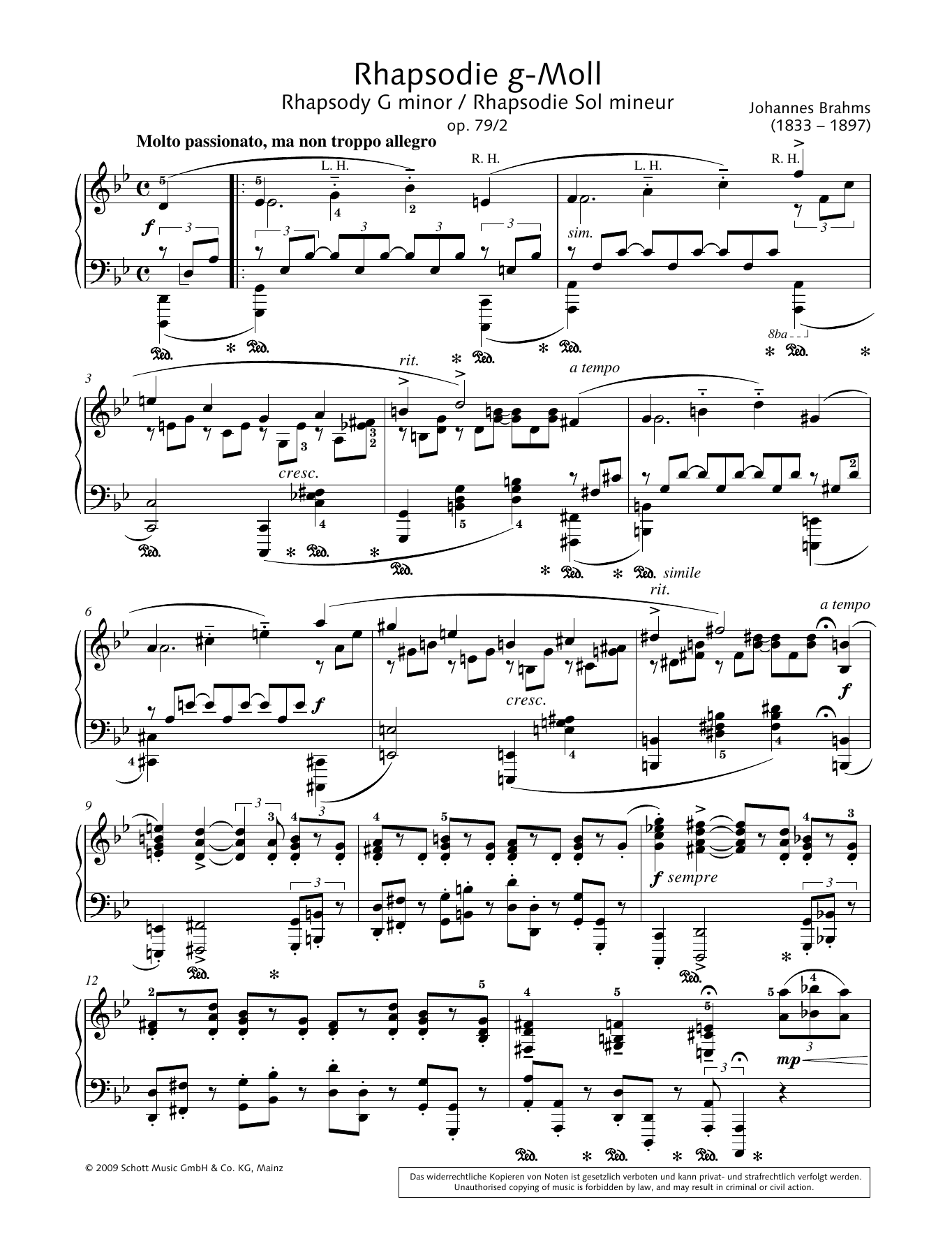 Hans-Gunter Heumann Rhapsody in G minor sheet music notes and chords arranged for Piano Solo