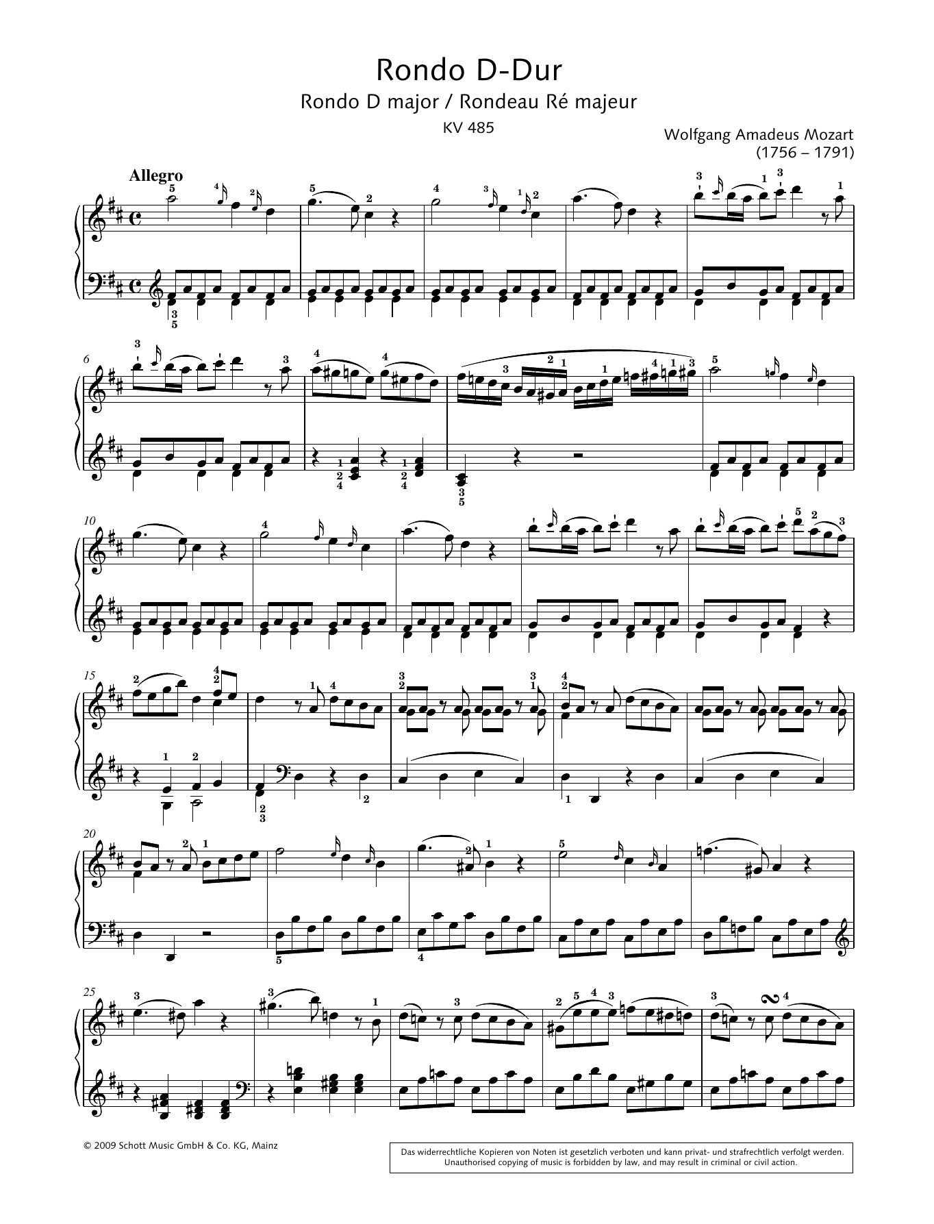 Hans-Gunter Heumann Rondo In D sheet music notes and chords arranged for Piano Solo