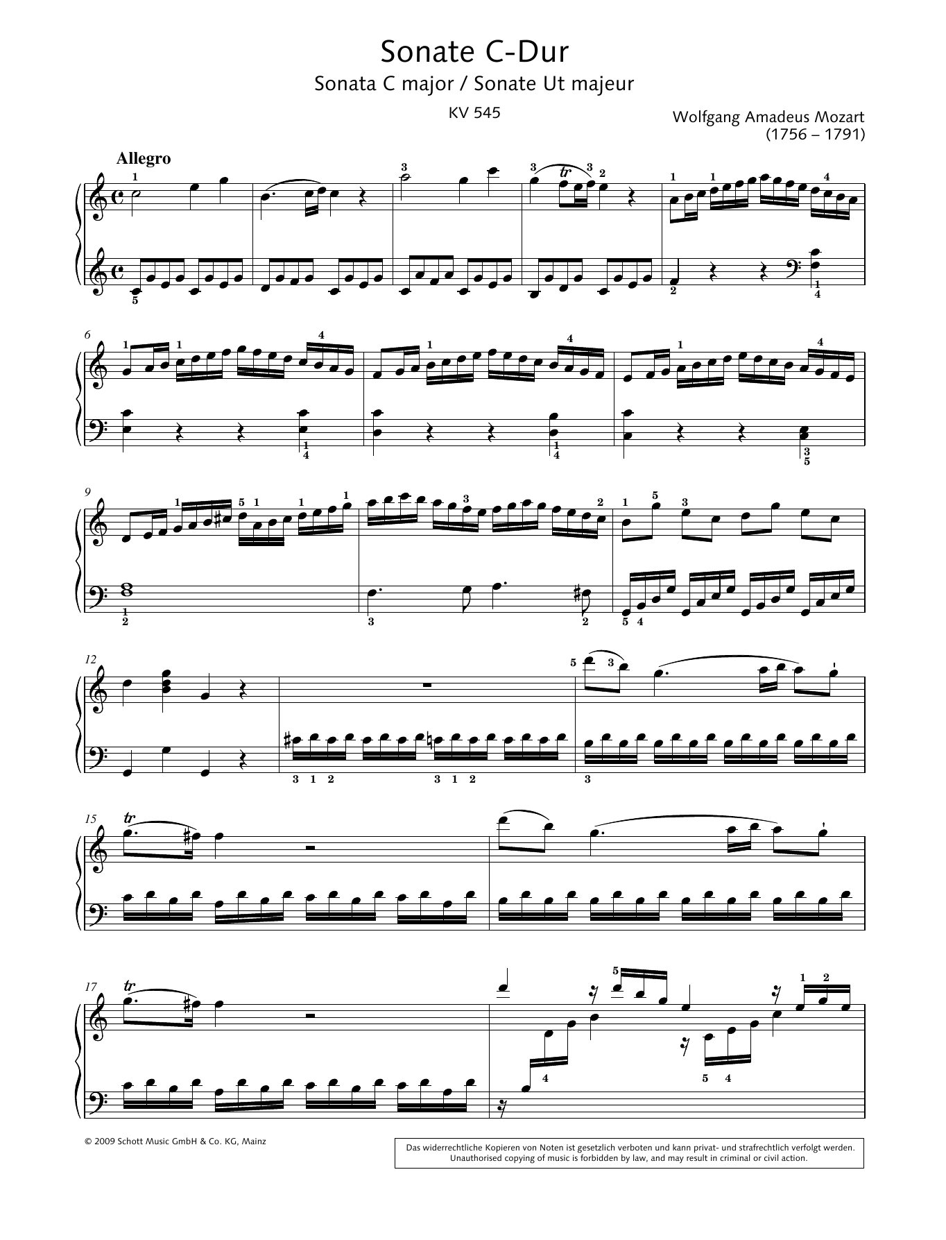 Hans-Gunter Heumann Sonata in C sheet music notes and chords arranged for Piano Solo