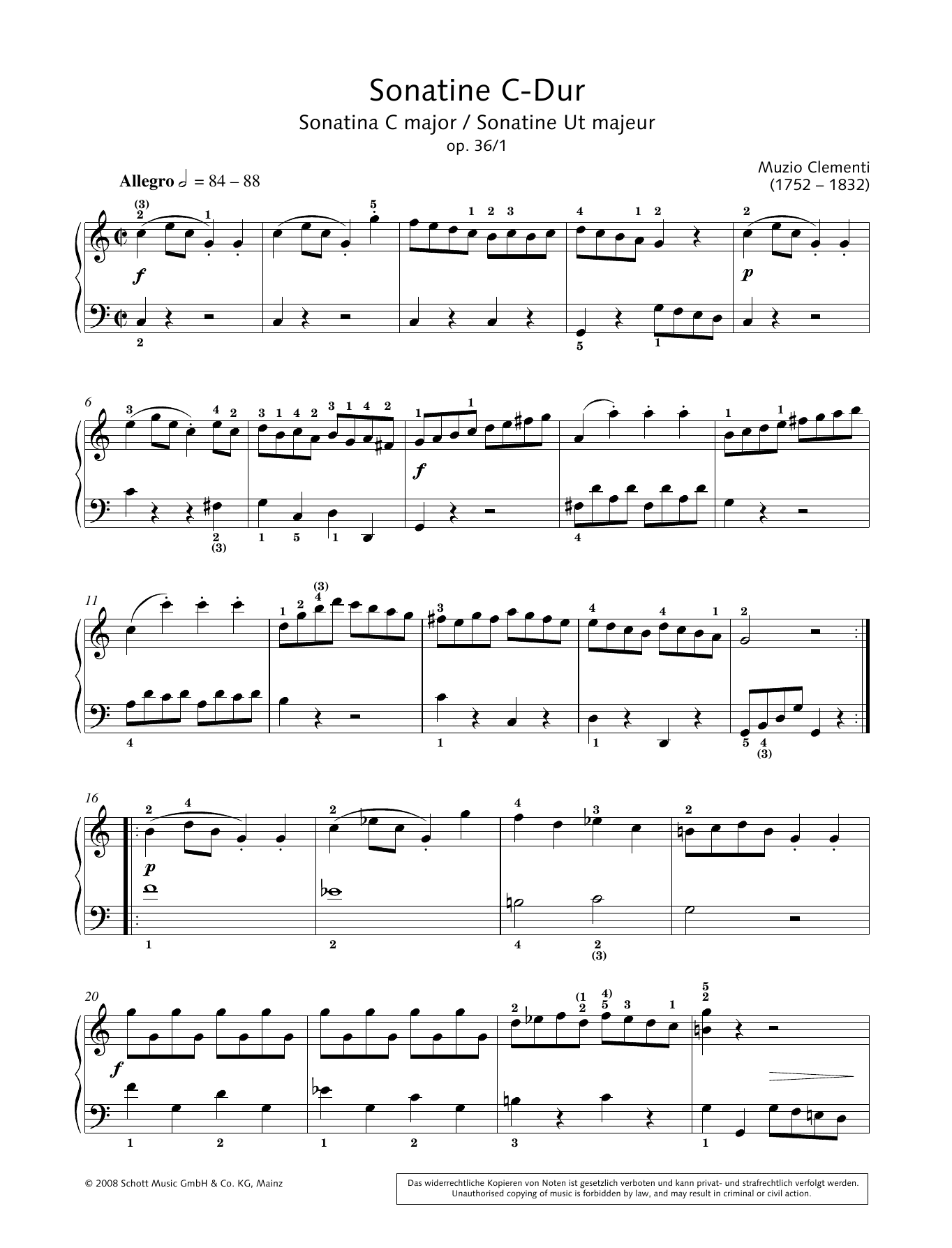 Hans-Gunter Heumann Sonatina in C Major sheet music notes and chords arranged for Piano Solo