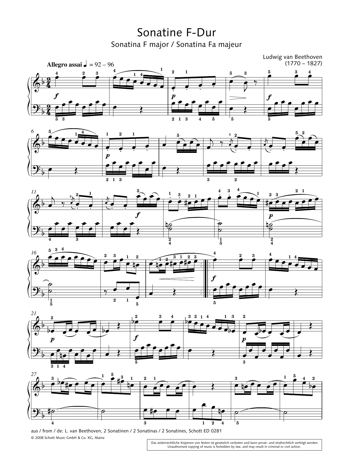 Hans-Gunter Heumann Sonatina In F Major sheet music notes and chords arranged for Piano Solo