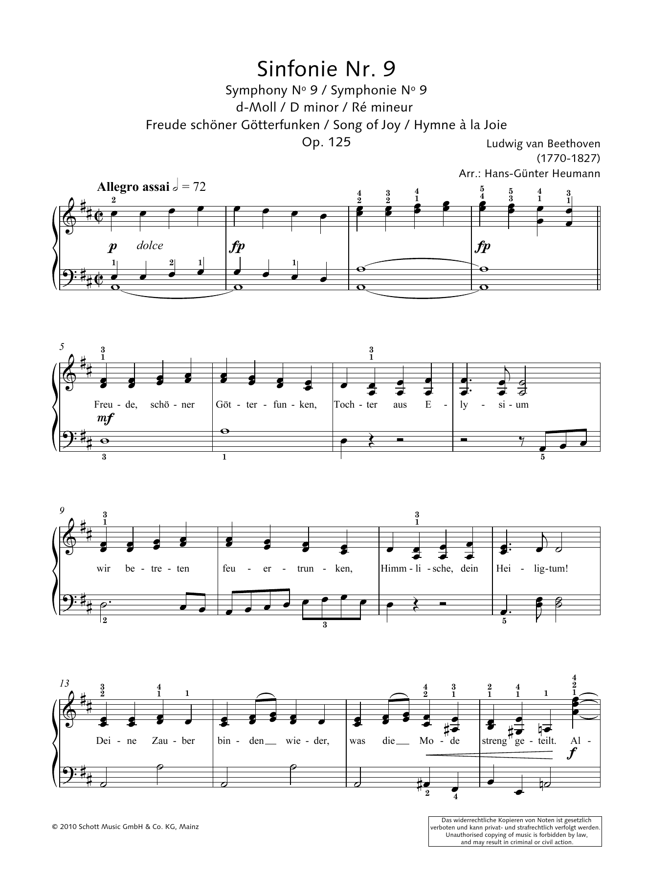Hans-Gunter Heumann Song Of Joy sheet music notes and chords arranged for Piano Solo