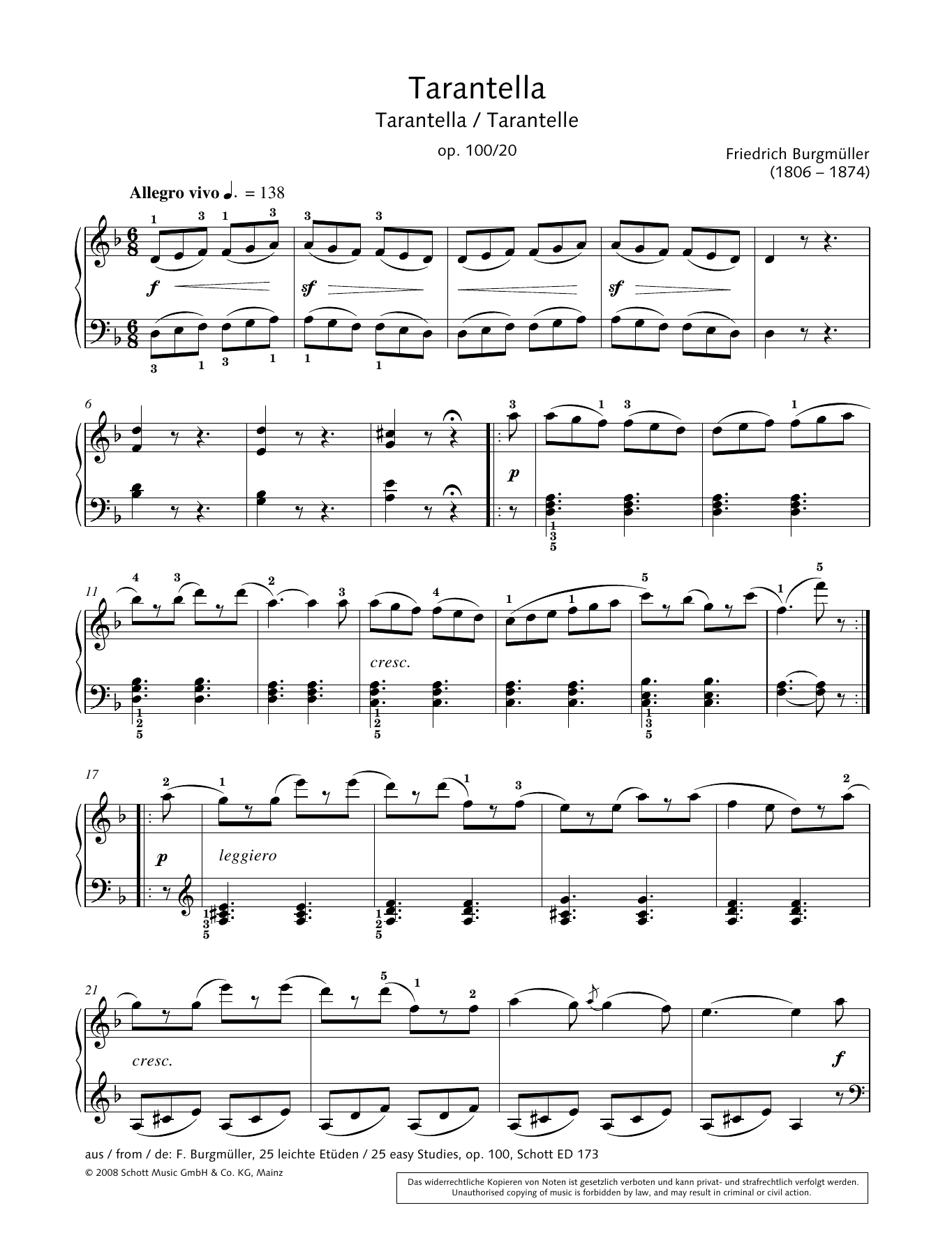 Hans-Gunter Heumann Tarantella sheet music notes and chords arranged for Piano Solo