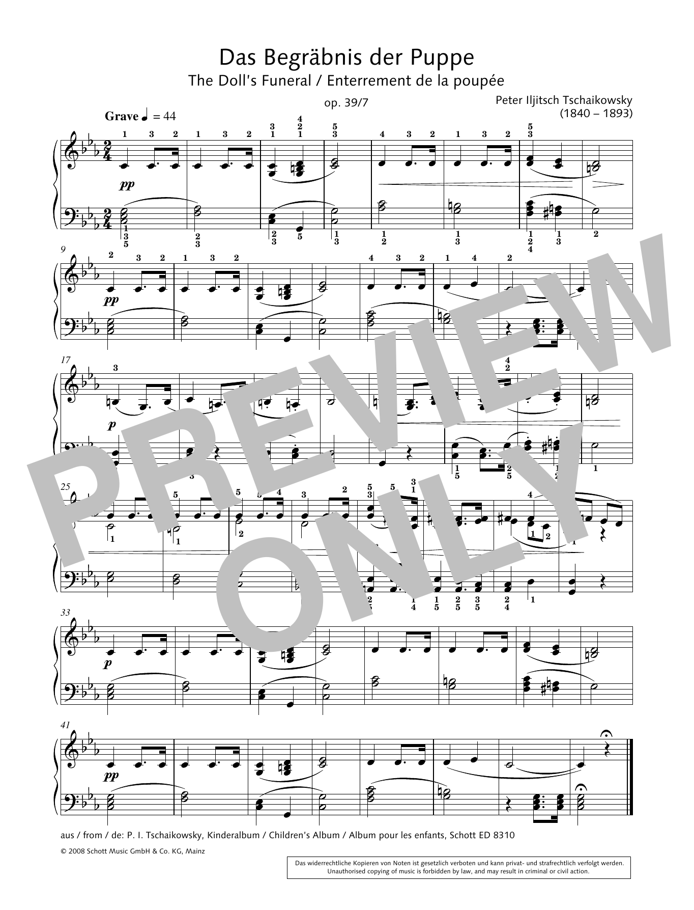 Hans-Gunter Heumann The Doll's Funeral sheet music notes and chords arranged for Piano Solo
