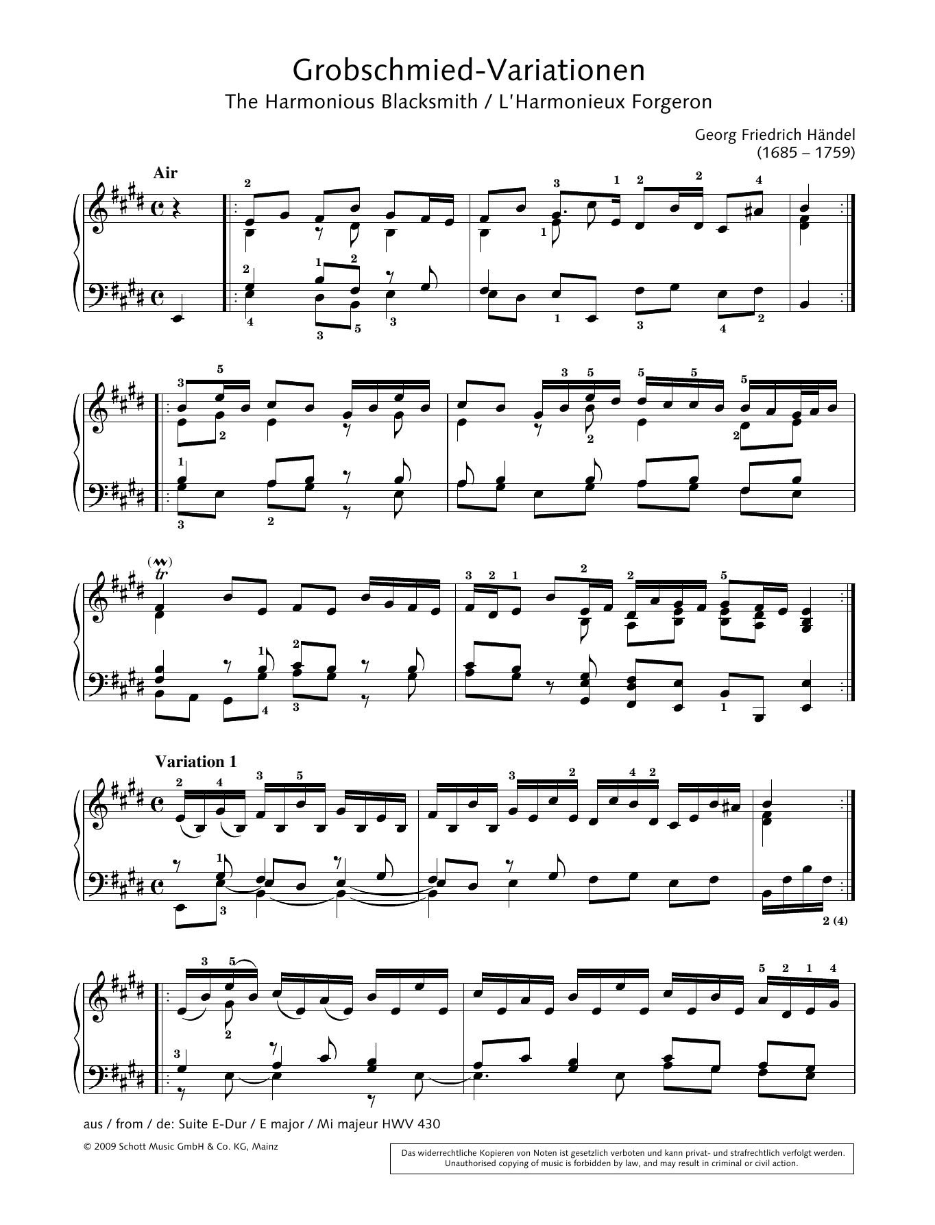 Hans-Gunter Heumann The Harmonious Blacksmith sheet music notes and chords arranged for Piano Solo