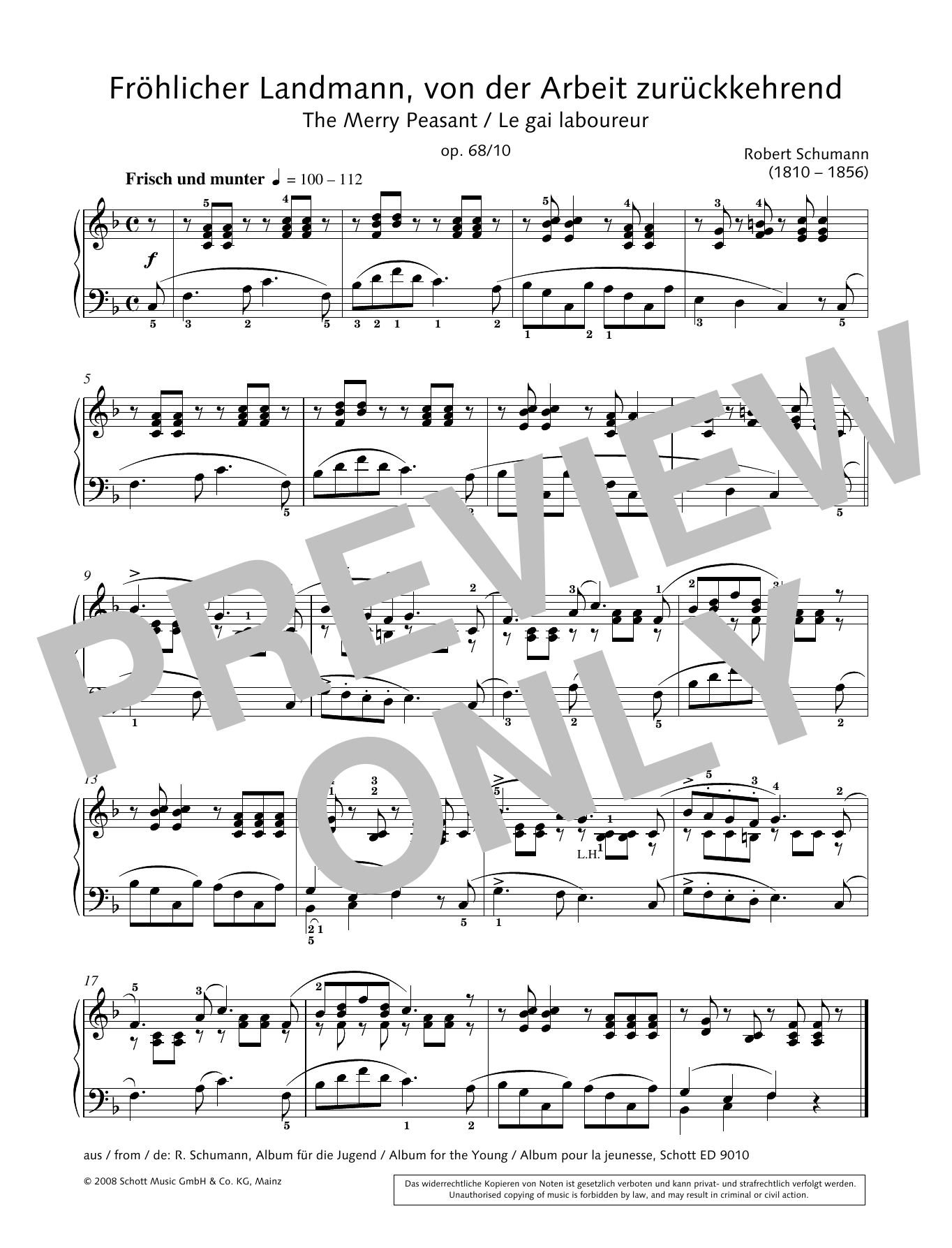 Hans-Gunter Heumann The Merry Peasant sheet music notes and chords arranged for Piano Solo