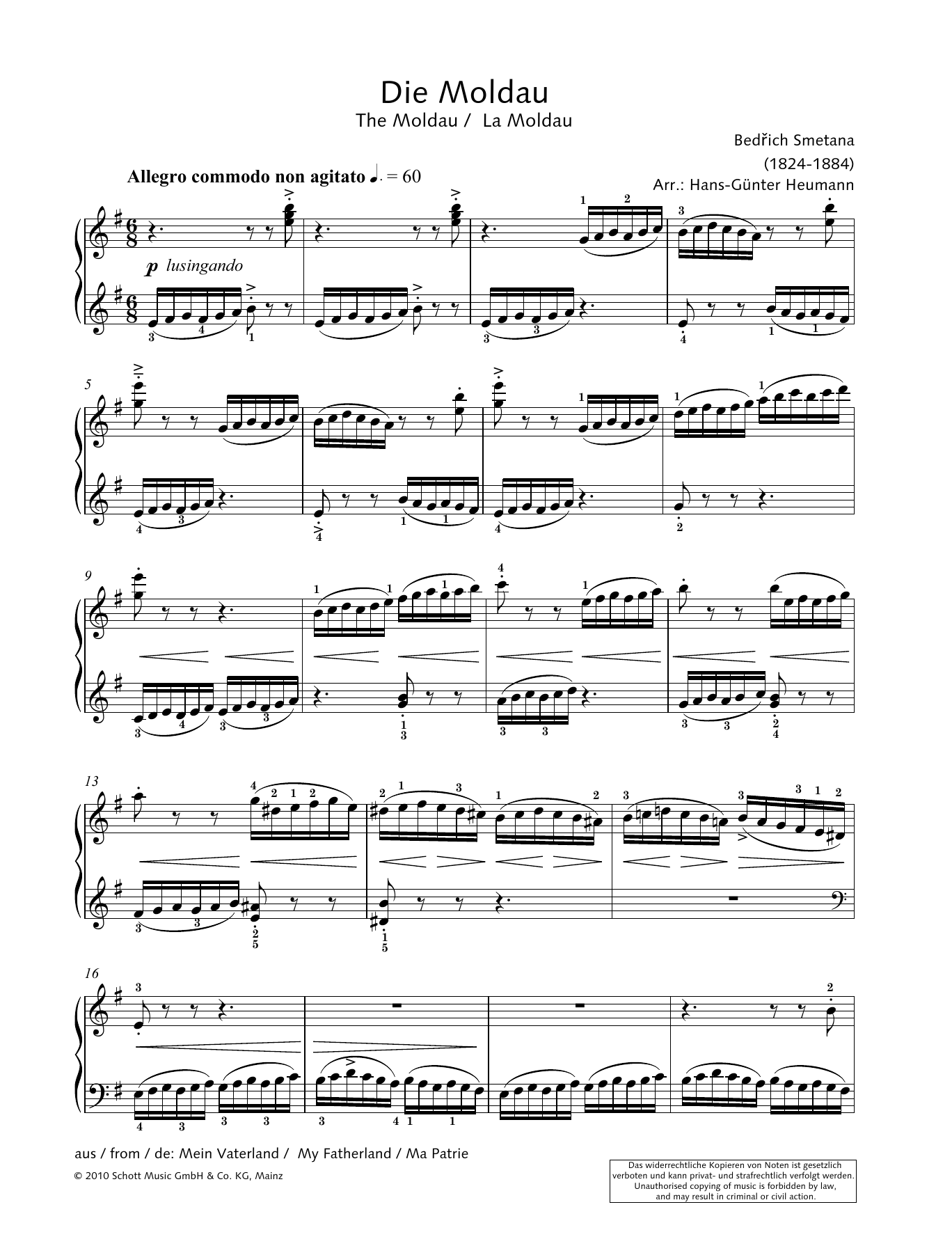 Hans-Gunter Heumann The Moldau sheet music notes and chords arranged for Piano Solo