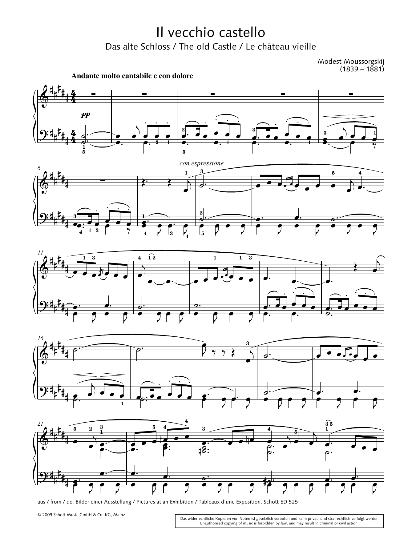 Hans-Gunter Heumann The old Castle sheet music notes and chords arranged for Piano Solo