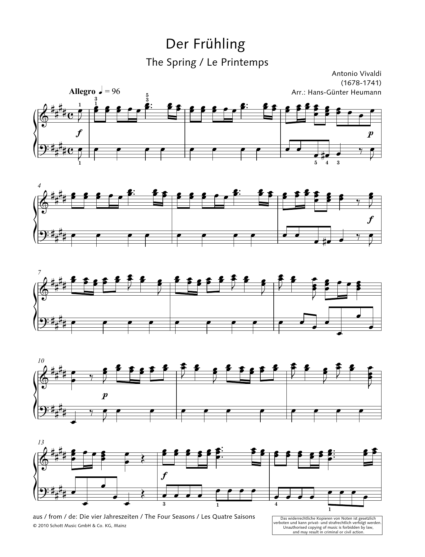 Hans-Gunter Heumann The Spring sheet music notes and chords arranged for Piano Solo