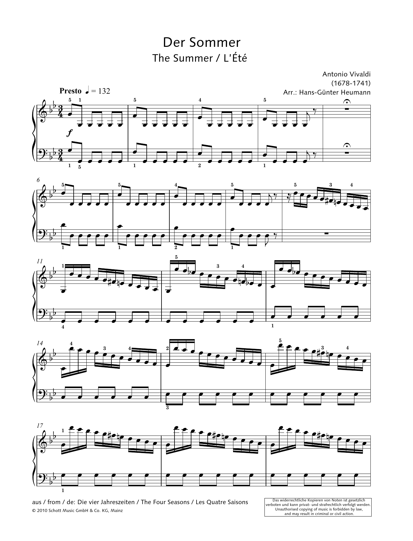 Hans-Gunter Heumann The Summer sheet music notes and chords arranged for Piano Solo
