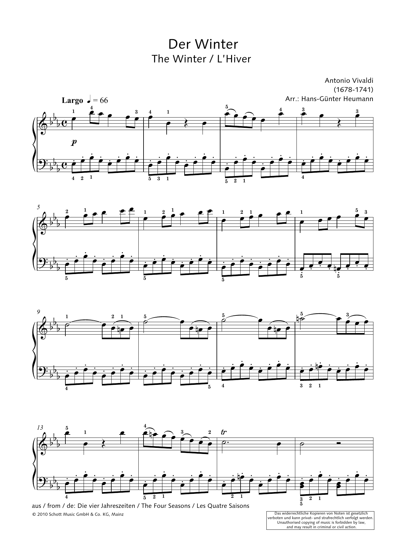 Hans-Gunter Heumann The Winter sheet music notes and chords arranged for Piano Solo
