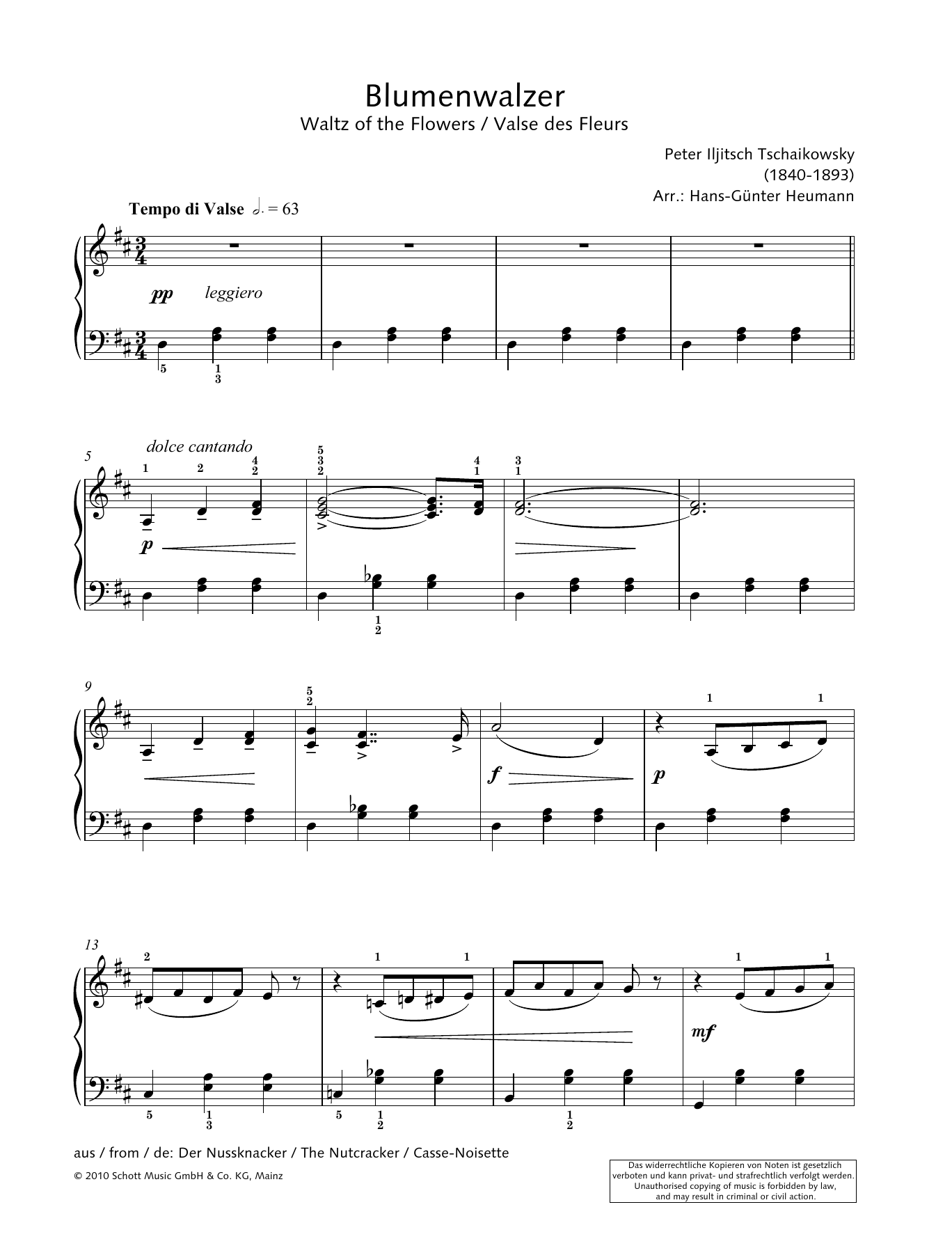 Hans-Gunter Heumann Waltz of the Flowers sheet music notes and chords arranged for Piano Solo