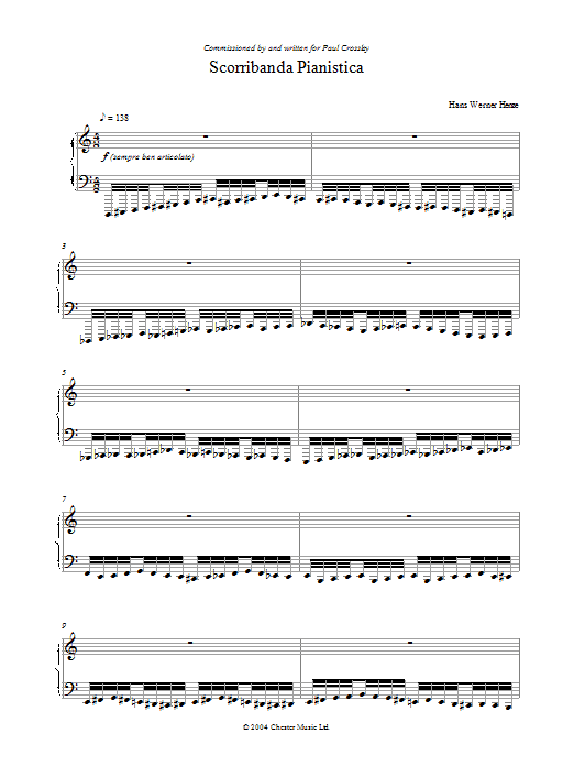Hans Werner Henze Scorribanda Pianistica sheet music notes and chords arranged for Piano Solo