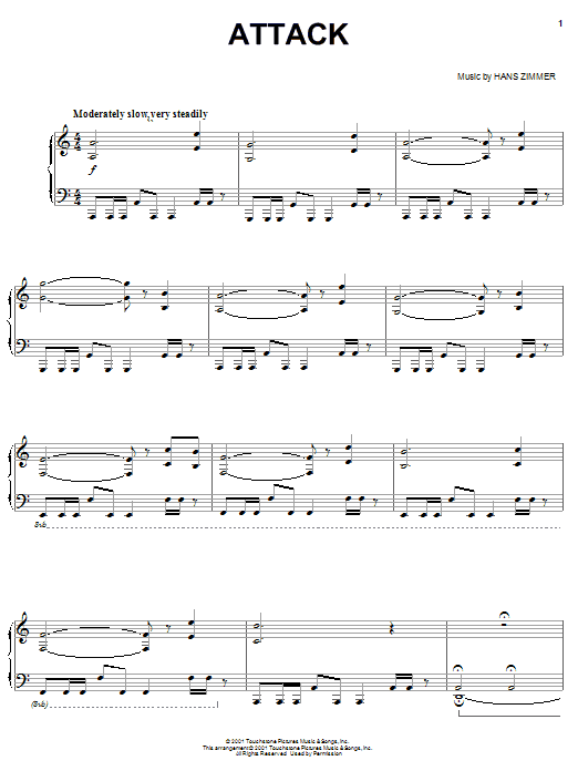 Hans Zimmer Attack sheet music notes and chords arranged for Piano Solo