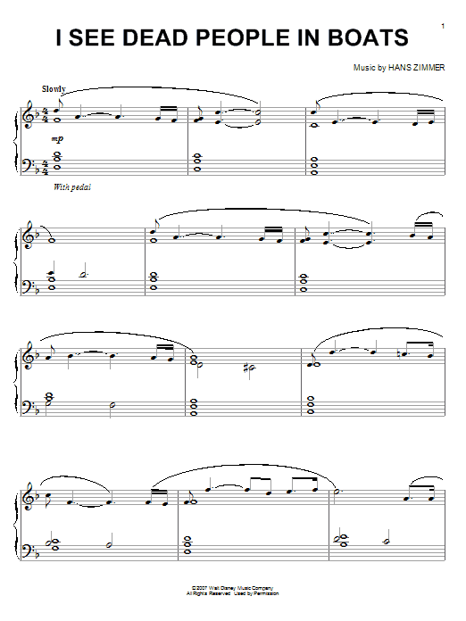 Hans Zimmer I See Dead People In Boats (from Pirates Of The Caribbean: At World's End) sheet music notes and chords arranged for Piano Solo
