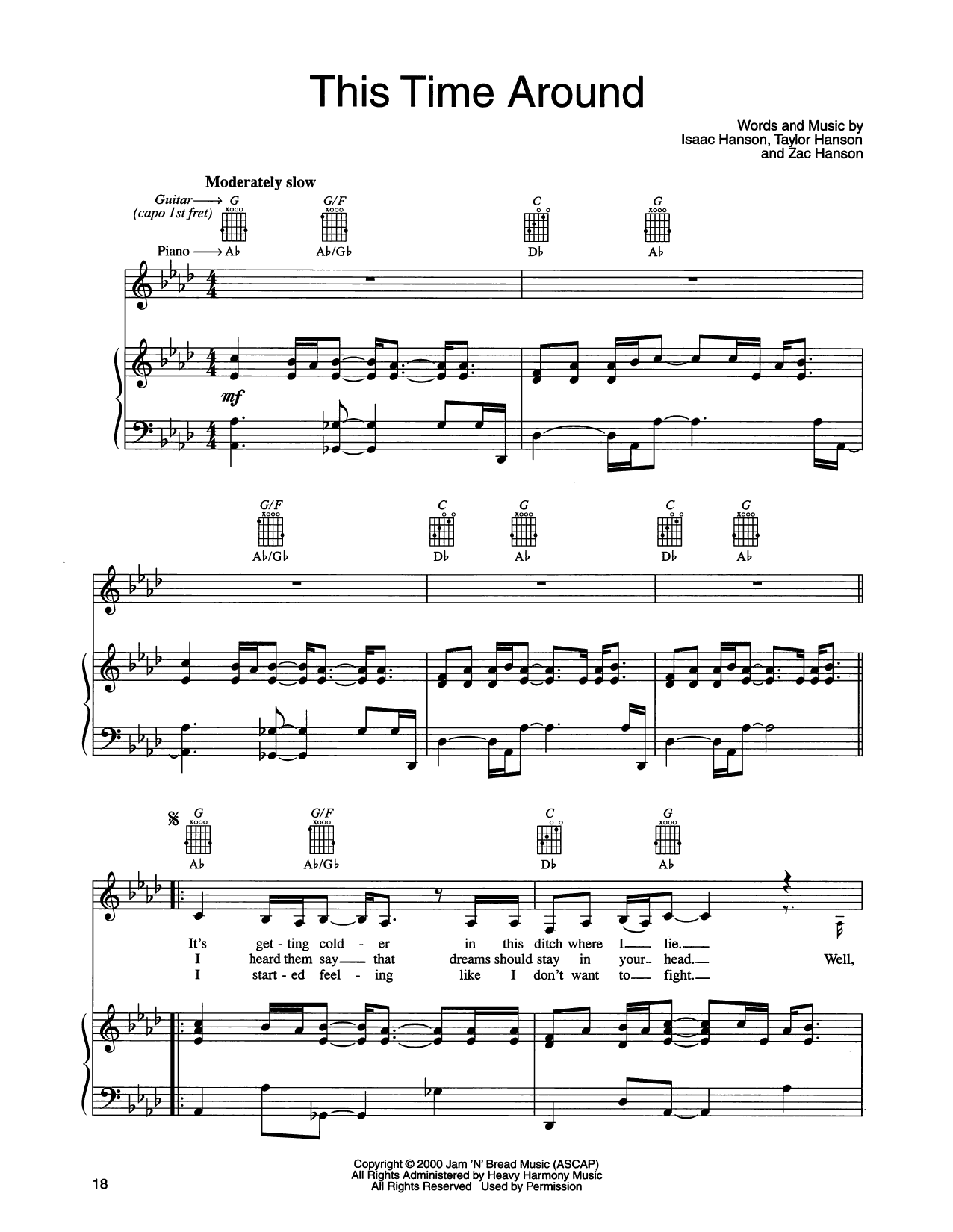 Hanson This Time Around sheet music notes and chords arranged for Piano, Vocal & Guitar Chords (Right-Hand Melody)