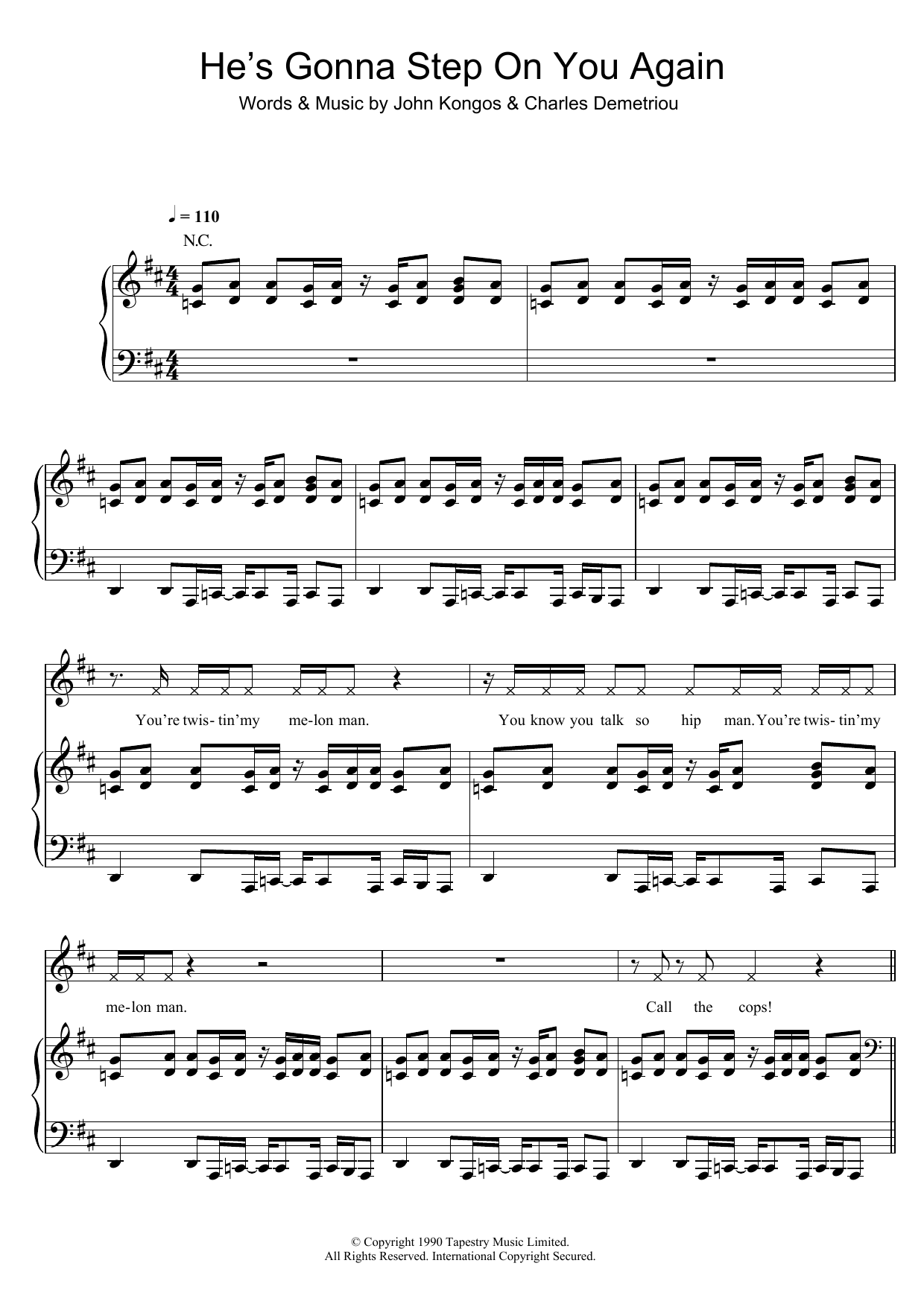 Happy Mondays He's Gonna Step On You Again sheet music notes and chords arranged for Piano, Vocal & Guitar Chords
