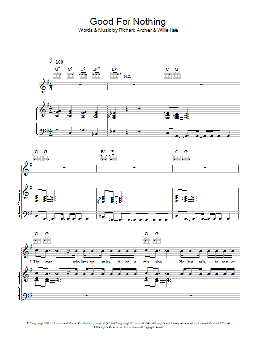 Hard-Fi Good For Nothing sheet music notes and chords arranged for Piano, Vocal & Guitar Chords