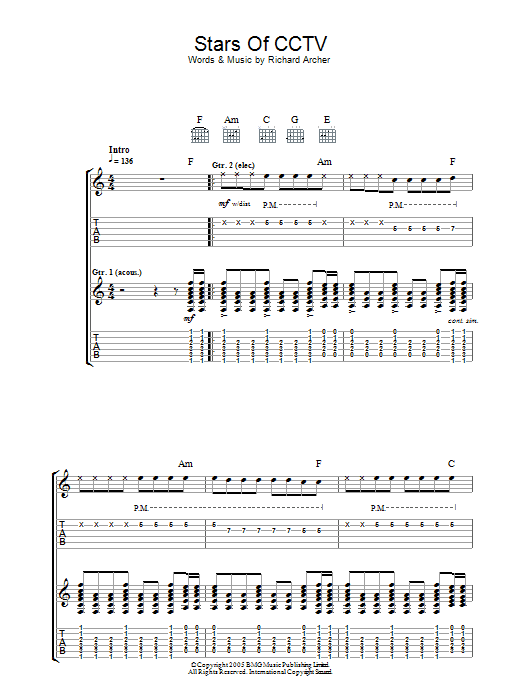Hard-Fi Stars Of CCTV sheet music notes and chords arranged for Guitar Tab