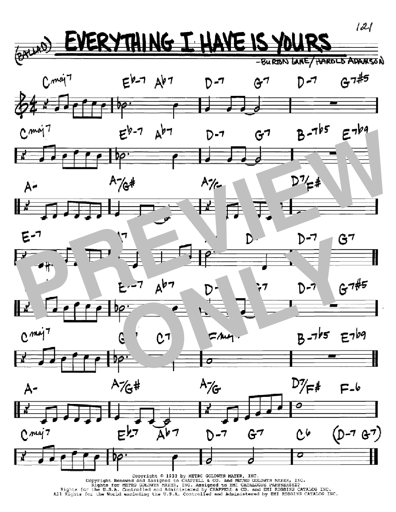Harold Adamson Everything I Have Is Yours sheet music notes and chords arranged for Real Book – Melody, Lyrics & Chords