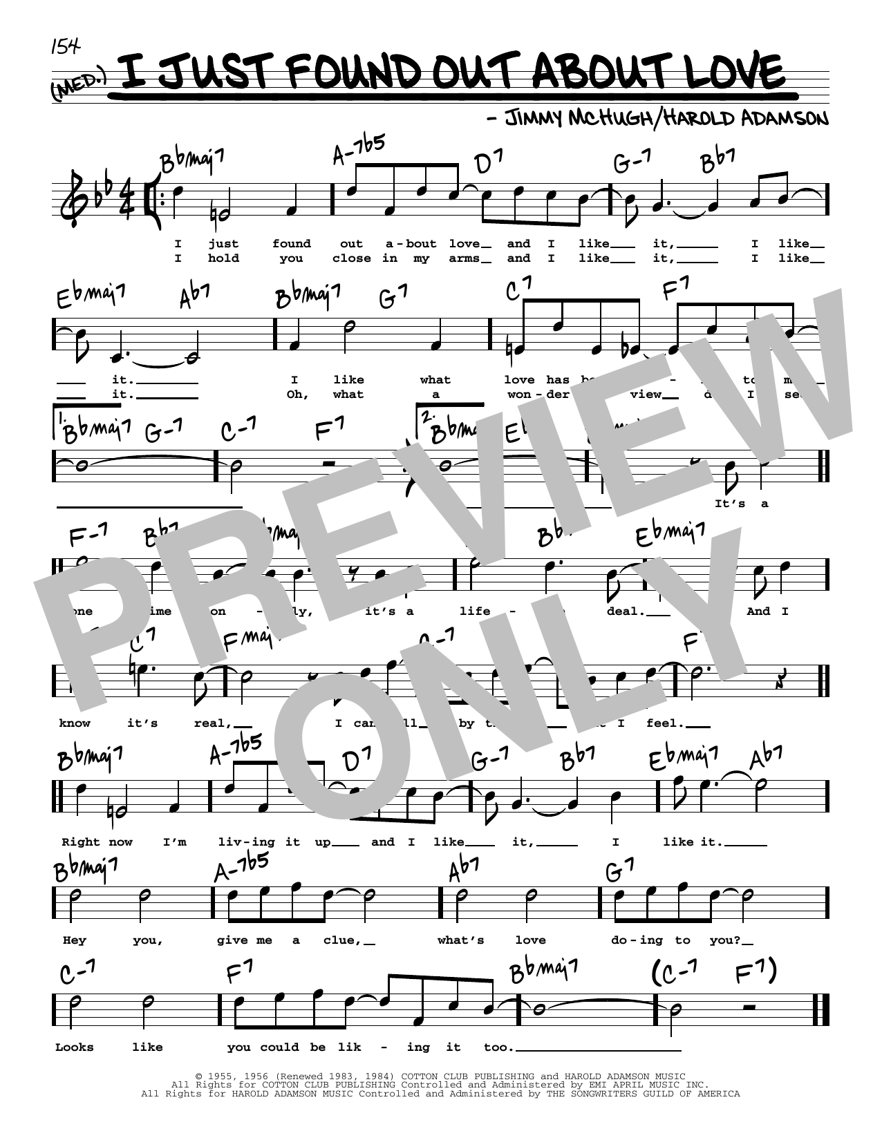Harold Adamson I Just Found Out About Love (High Voice) sheet music notes and chords arranged for Real Book – Melody, Lyrics & Chords