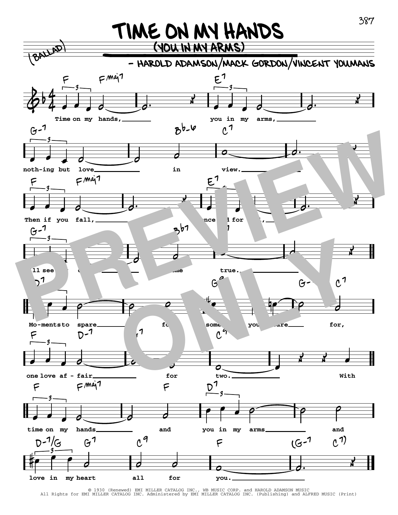 Harold Adamson Time On My Hands (You In My Arms) (High Voice) sheet music notes and chords arranged for Real Book – Melody, Lyrics & Chords