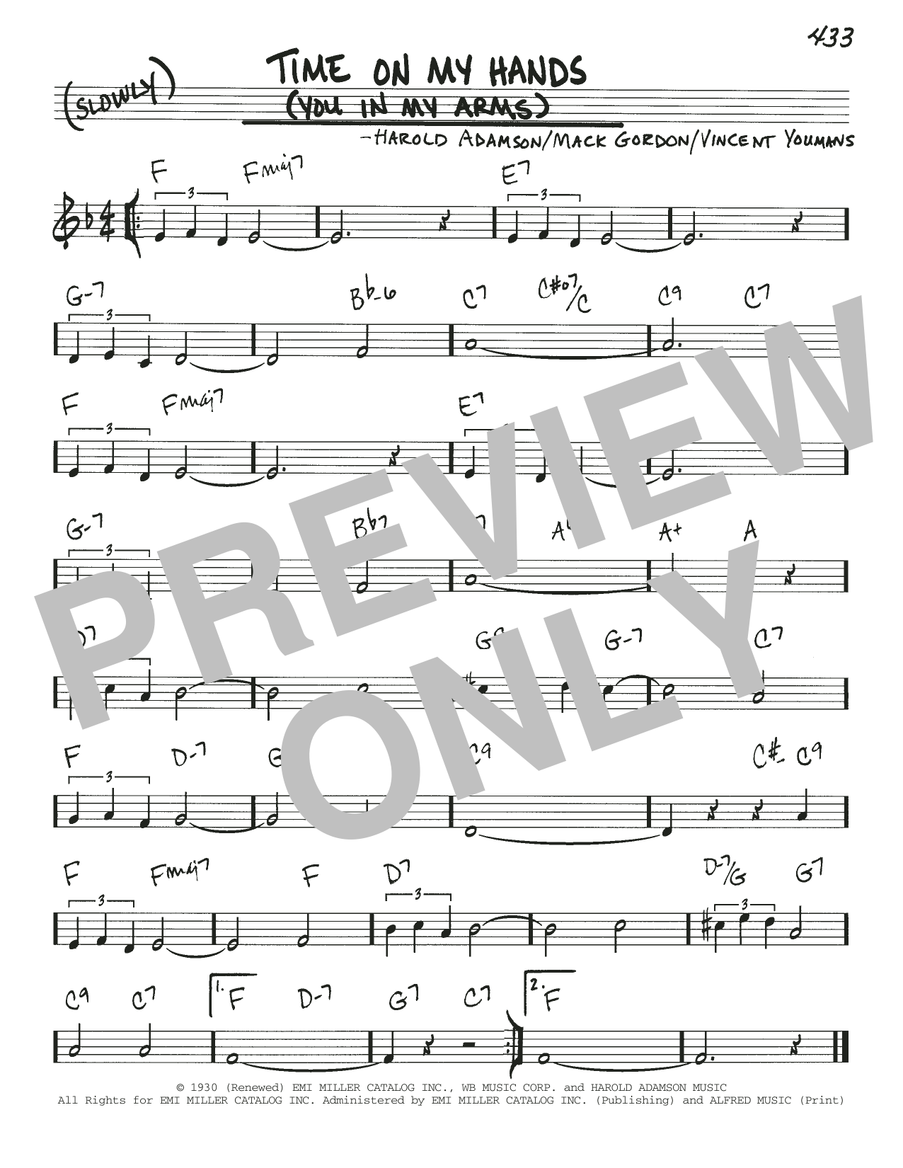 Harold Adamson Time On My Hands (You In My Arms) sheet music notes and chords arranged for Real Book – Melody & Chords