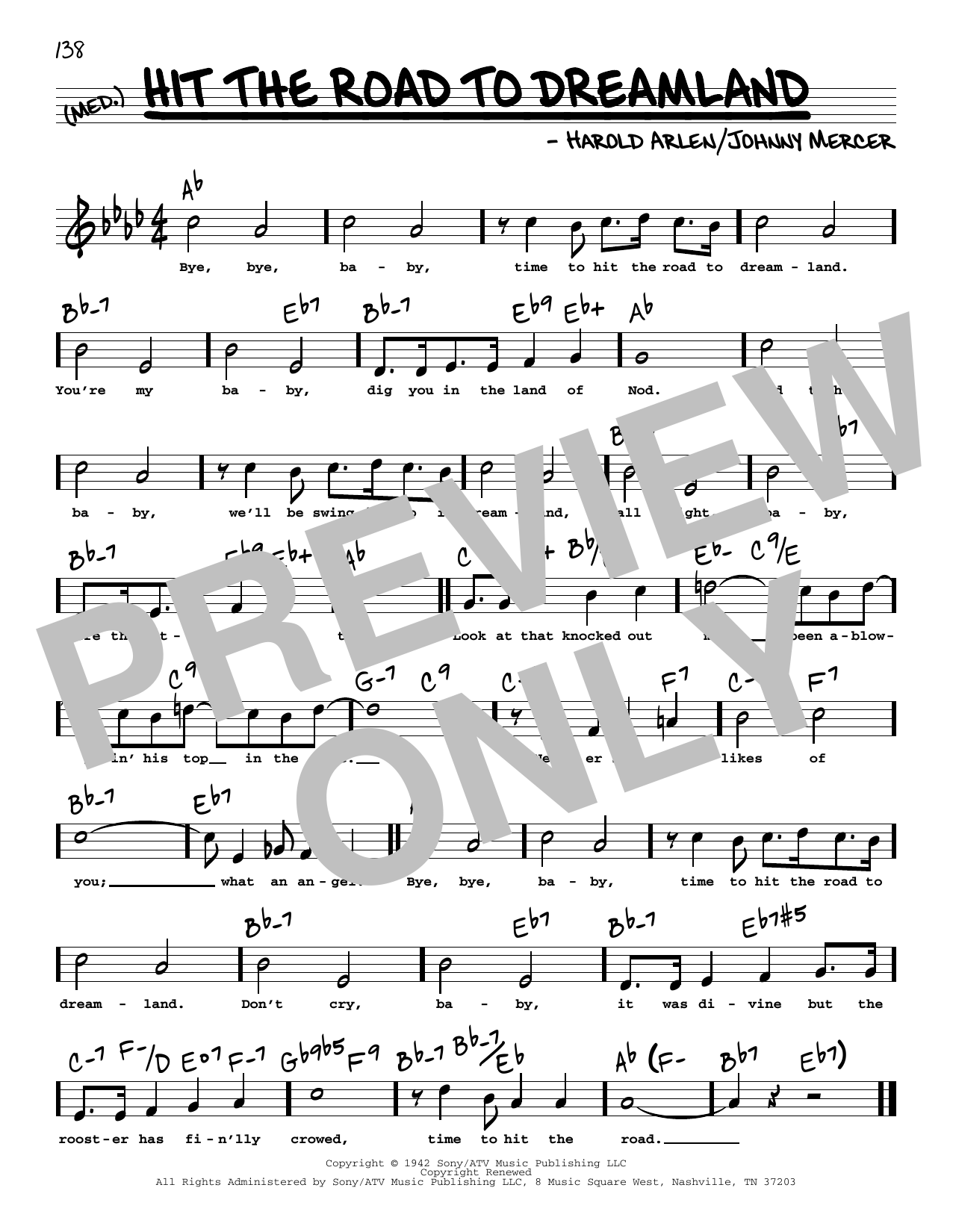 Harold Arlen and Johnny Mercer Hit The Road To Dreamland (High Voice) (from Star Spangled Rhythm) sheet music notes and chords arranged for Real Book – Melody, Lyrics & Chords