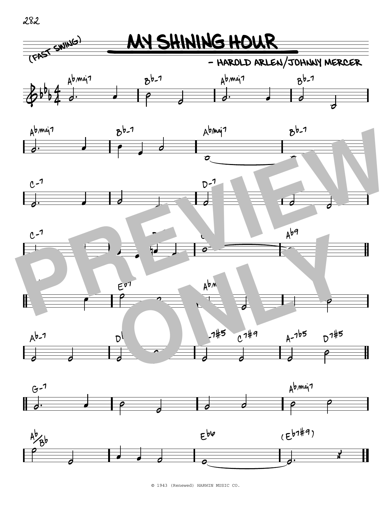 Harold Arlen and Johnny Mercer My Shining Hour [Reharmonized version] (arr. Jack Grassel) sheet music notes and chords arranged for Real Book – Melody & Chords