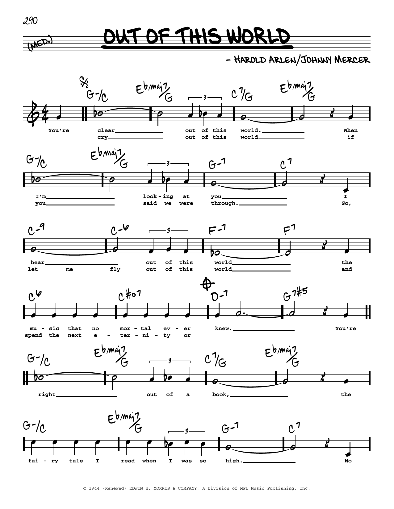 Harold Arlen and Johnny Mercer Out Of This World (High Voice) (from Out Of This World) sheet music notes and chords arranged for Real Book – Melody, Lyrics & Chords