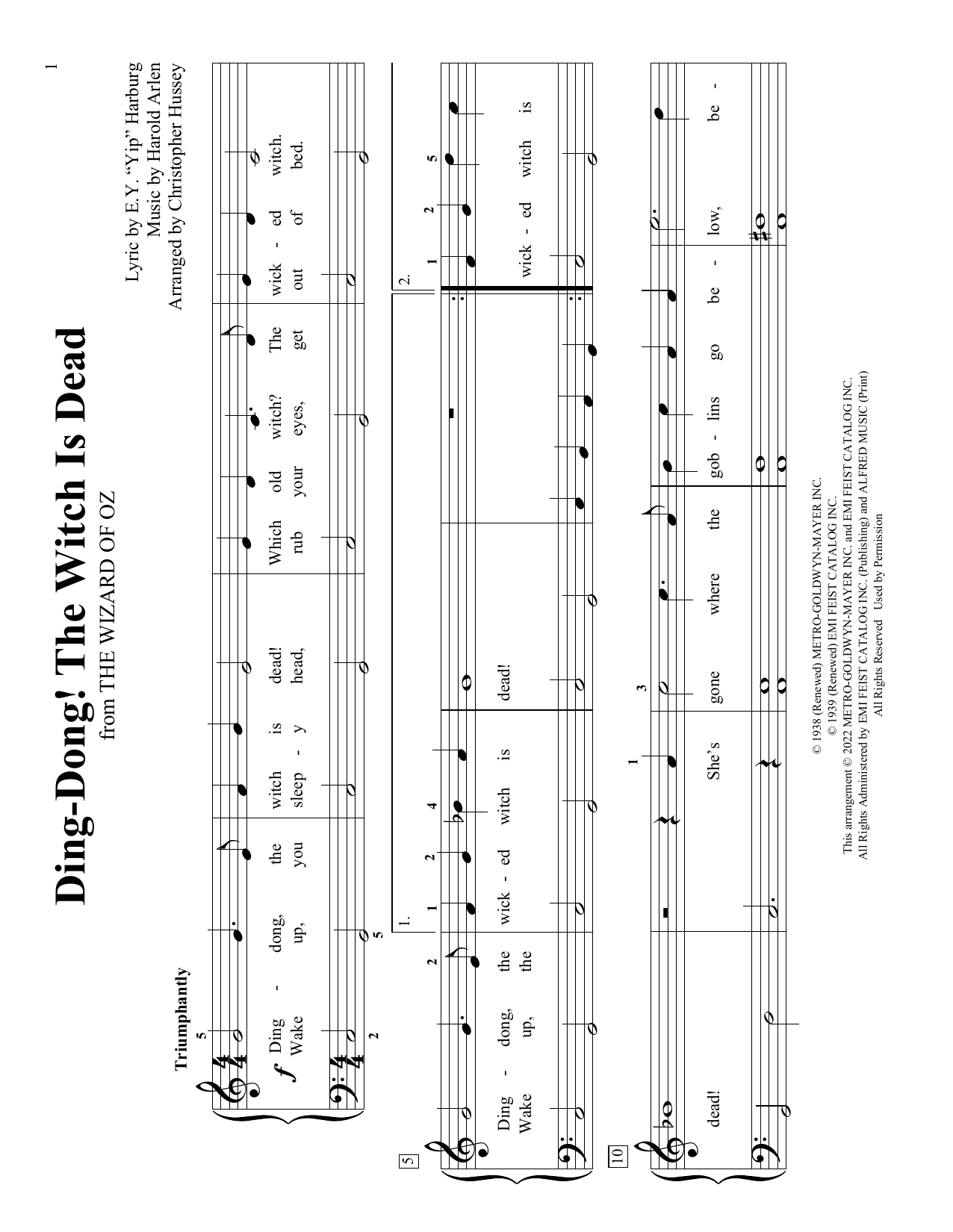 Harold Arlen Ding-Dong! The Witch Is Dead (from The Wizard Of Oz) (arr. Christopher Hussey) sheet music notes and chords arranged for Educational Piano