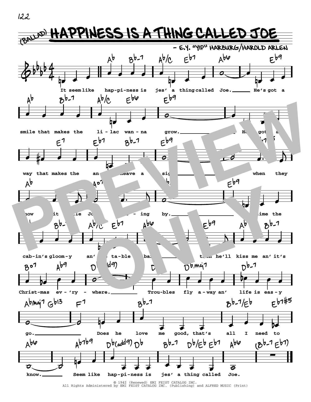 Harold Arlen Happiness Is A Thing Called Joe (Low Voice) sheet music notes and chords arranged for Real Book – Melody, Lyrics & Chords