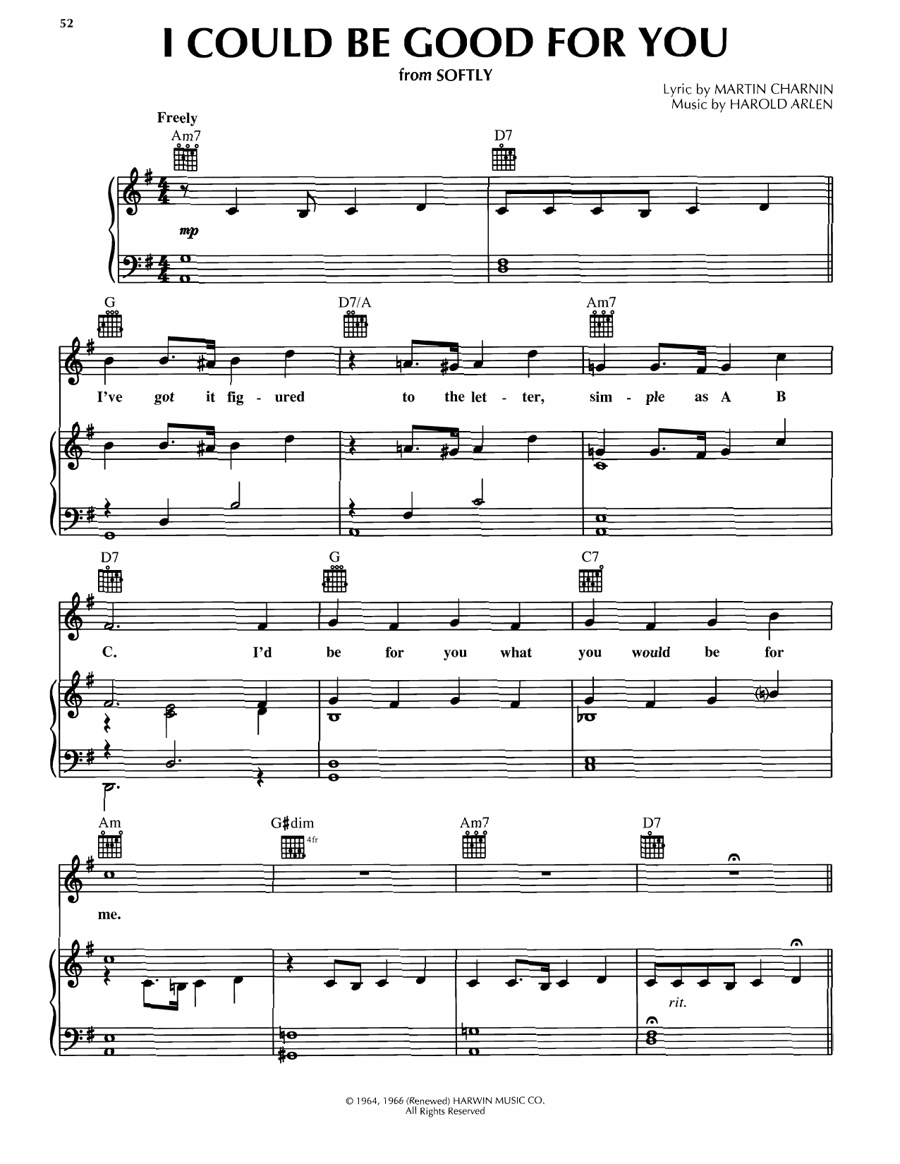 Harold Arlen I Could Be Good For You sheet music notes and chords arranged for Piano, Vocal & Guitar Chords (Right-Hand Melody)