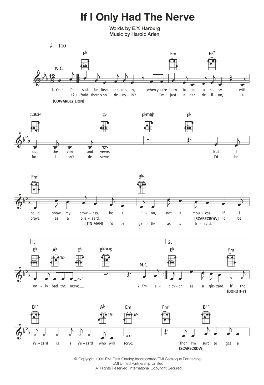 Harold Arlen If I Only Had The Nerve sheet music notes and chords arranged for Easy Piano