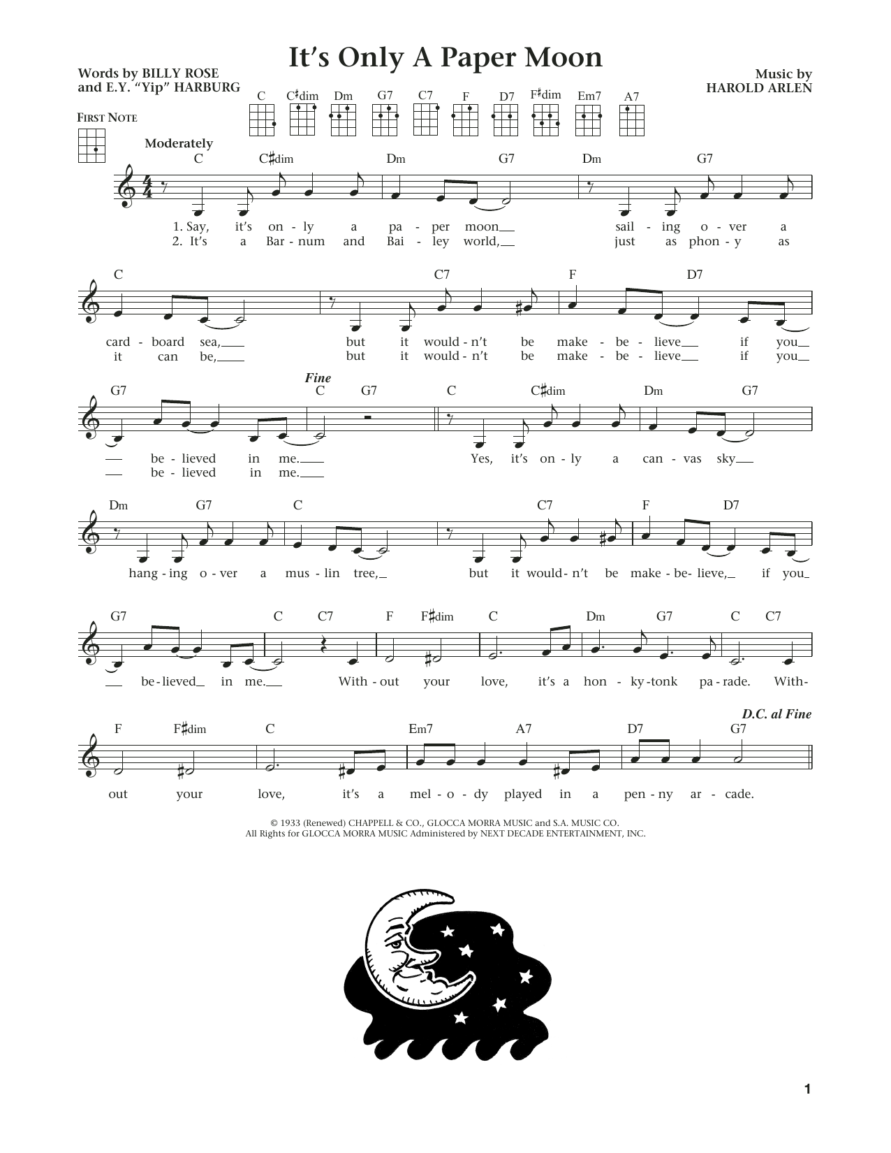 Harold Arlen It's Only A Paper Moon (from The Daily Ukulele) (arr. Liz and Jim Beloff) sheet music notes and chords arranged for Ukulele
