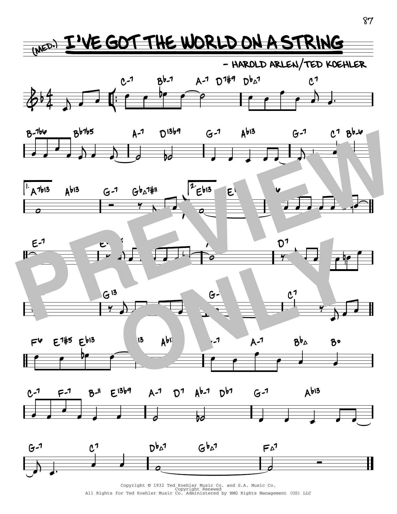 Harold Arlen I've Got The World On A String (arr. David Hazeltine) sheet music notes and chords arranged for Real Book – Enhanced Chords