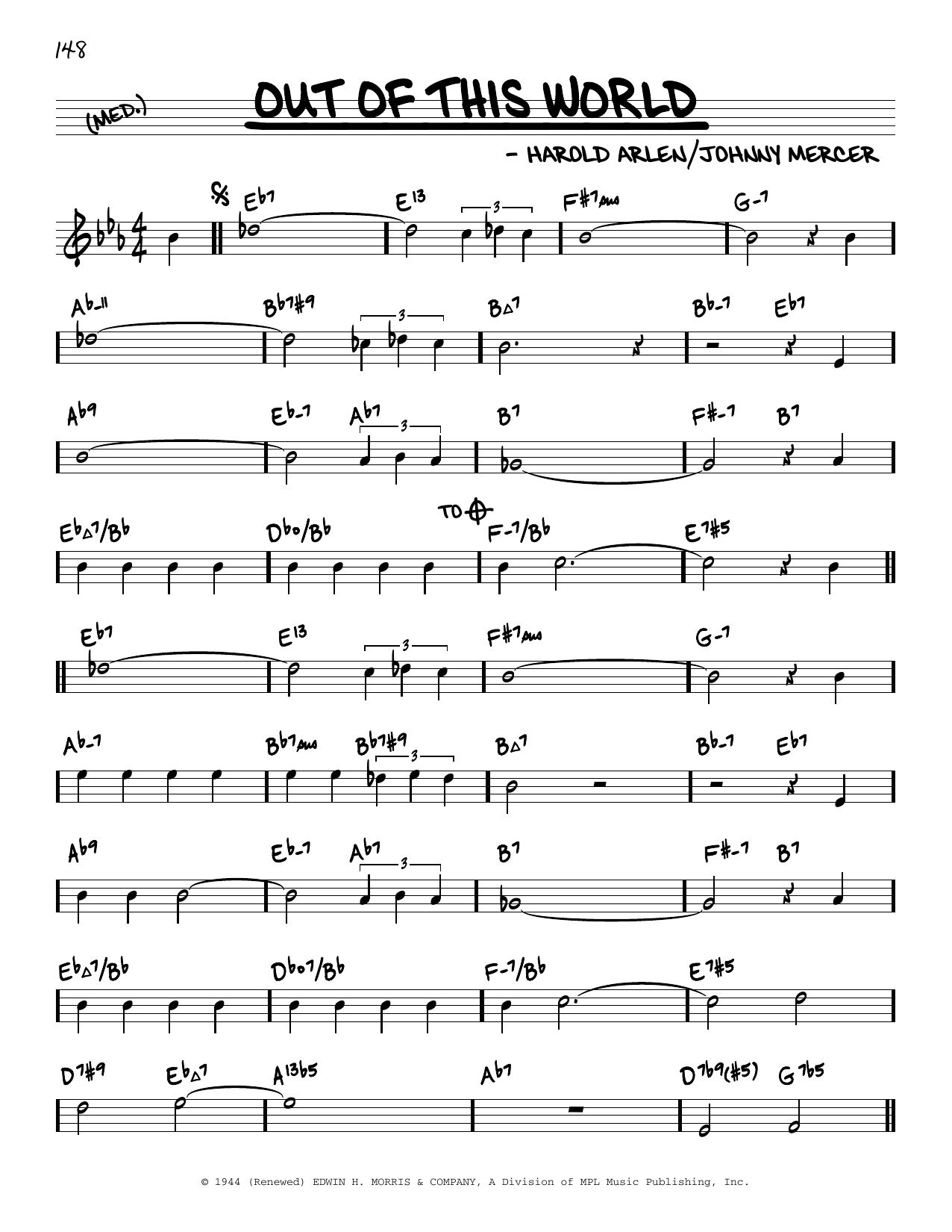 Harold Arlen Out Of This World (arr. David Hazeltine) sheet music notes and chords arranged for Real Book – Enhanced Chords