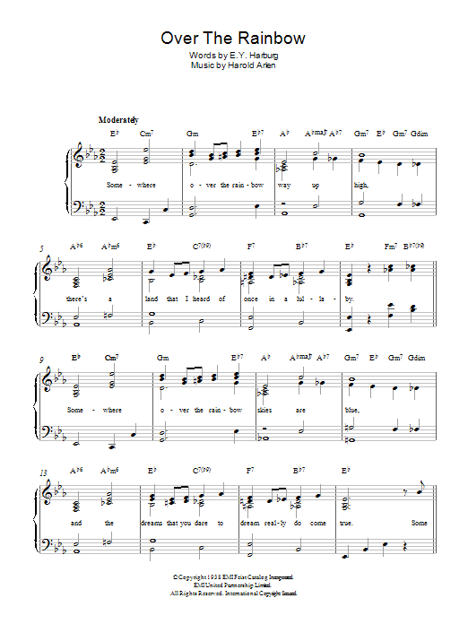 Harold Arlen Over The Rainbow (from The Wizard Of Oz) sheet music notes and chords arranged for Easy Ukulele Tab