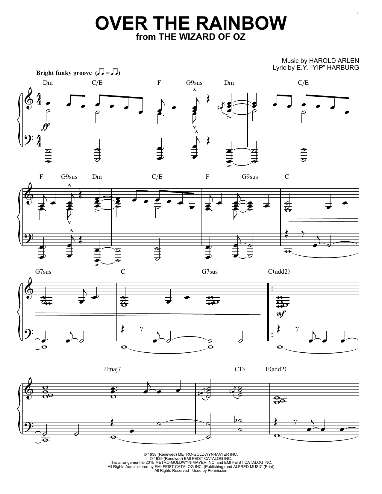 Harold Arlen Over The Rainbow [Jazz version] (arr. Brent Edstrom) sheet music notes and chords arranged for Piano Solo