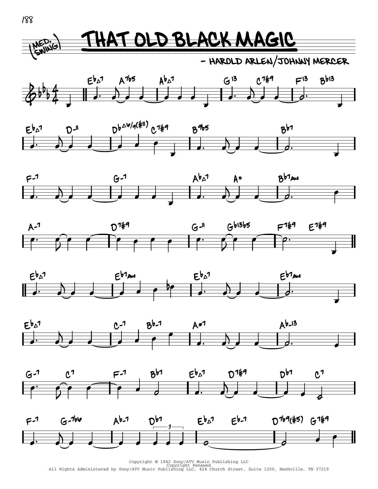 Harold Arlen That Old Black Magic (arr. David Hazeltine) sheet music notes and chords arranged for Real Book – Enhanced Chords